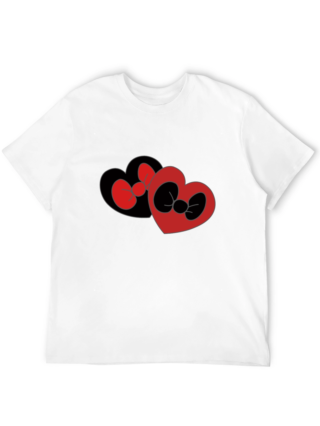 Heart Bow Graphic Tee - Casual Black T-Shirt