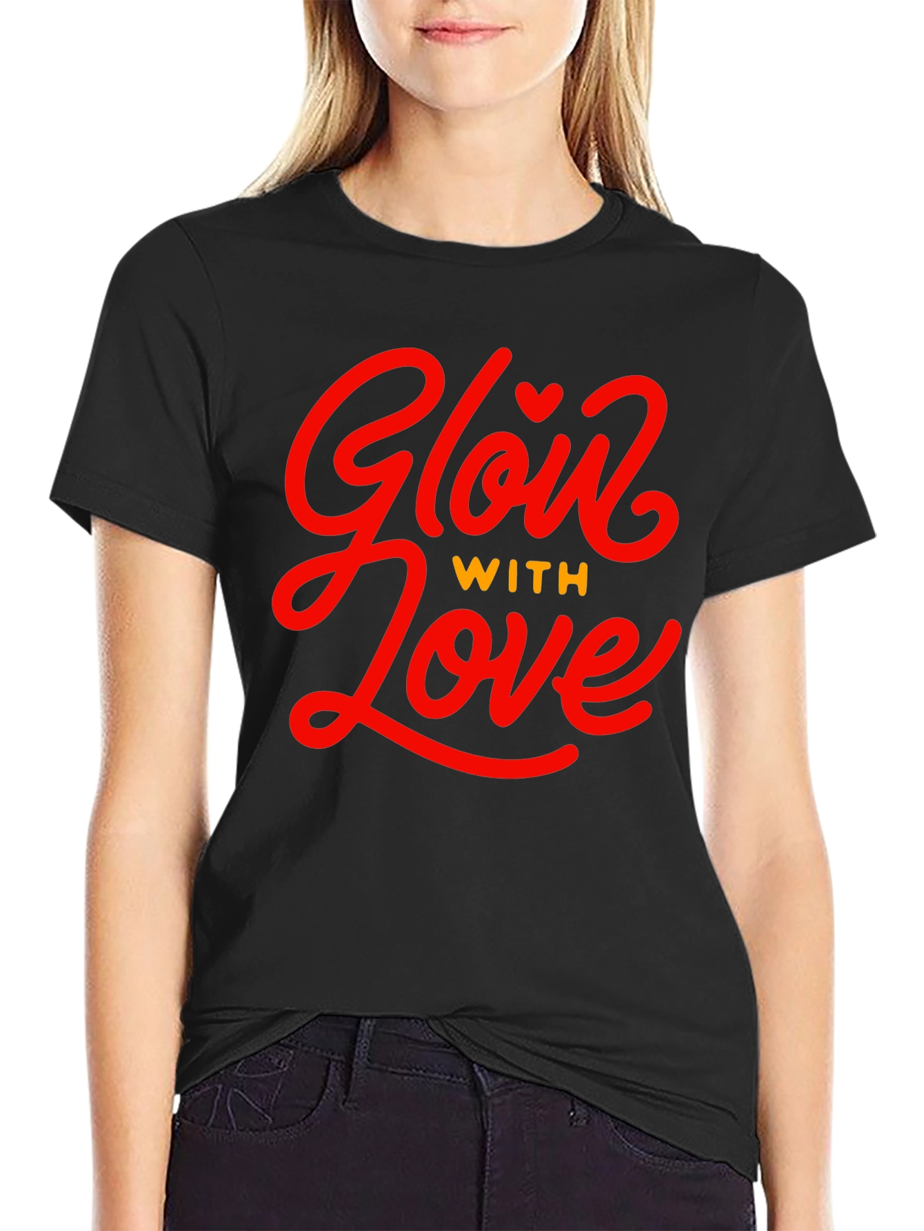 Glow With Love Black Graphic Tee