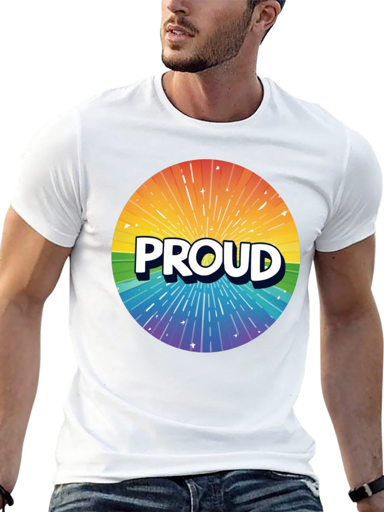 Pride Rainbow PROUD Graphic T-Shirt