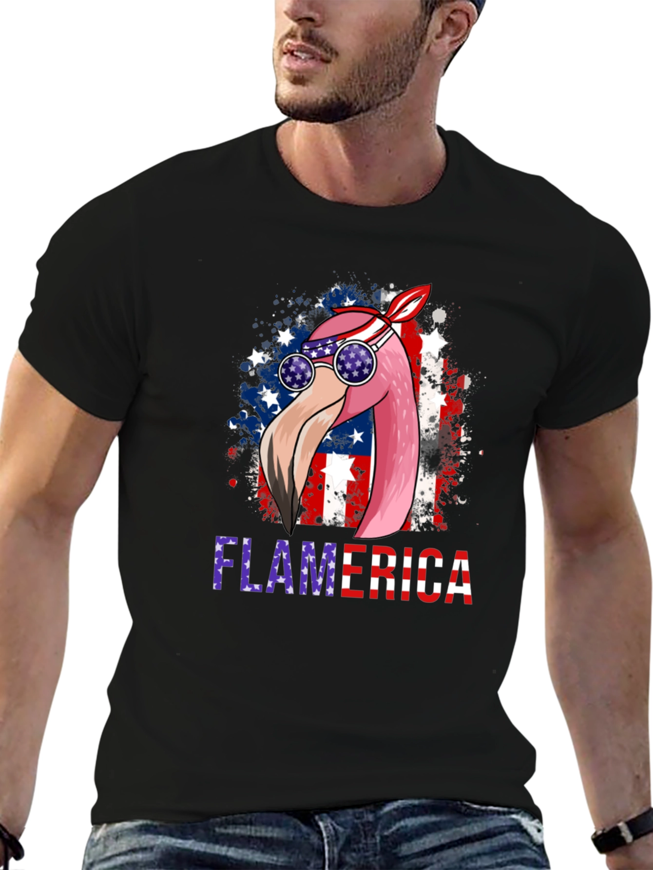 Flamerica Patriotic Flamingo USA T-Shirt