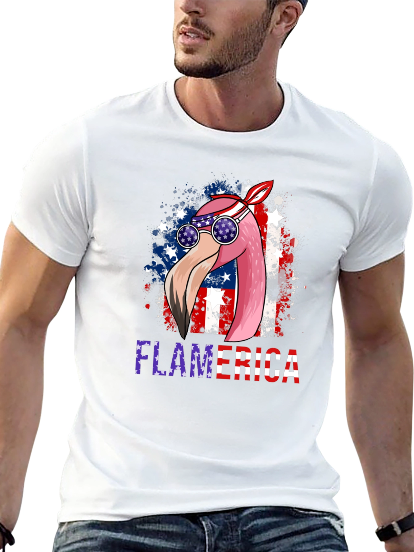 Flamerica Patriotic Flamingo USA T-Shirt