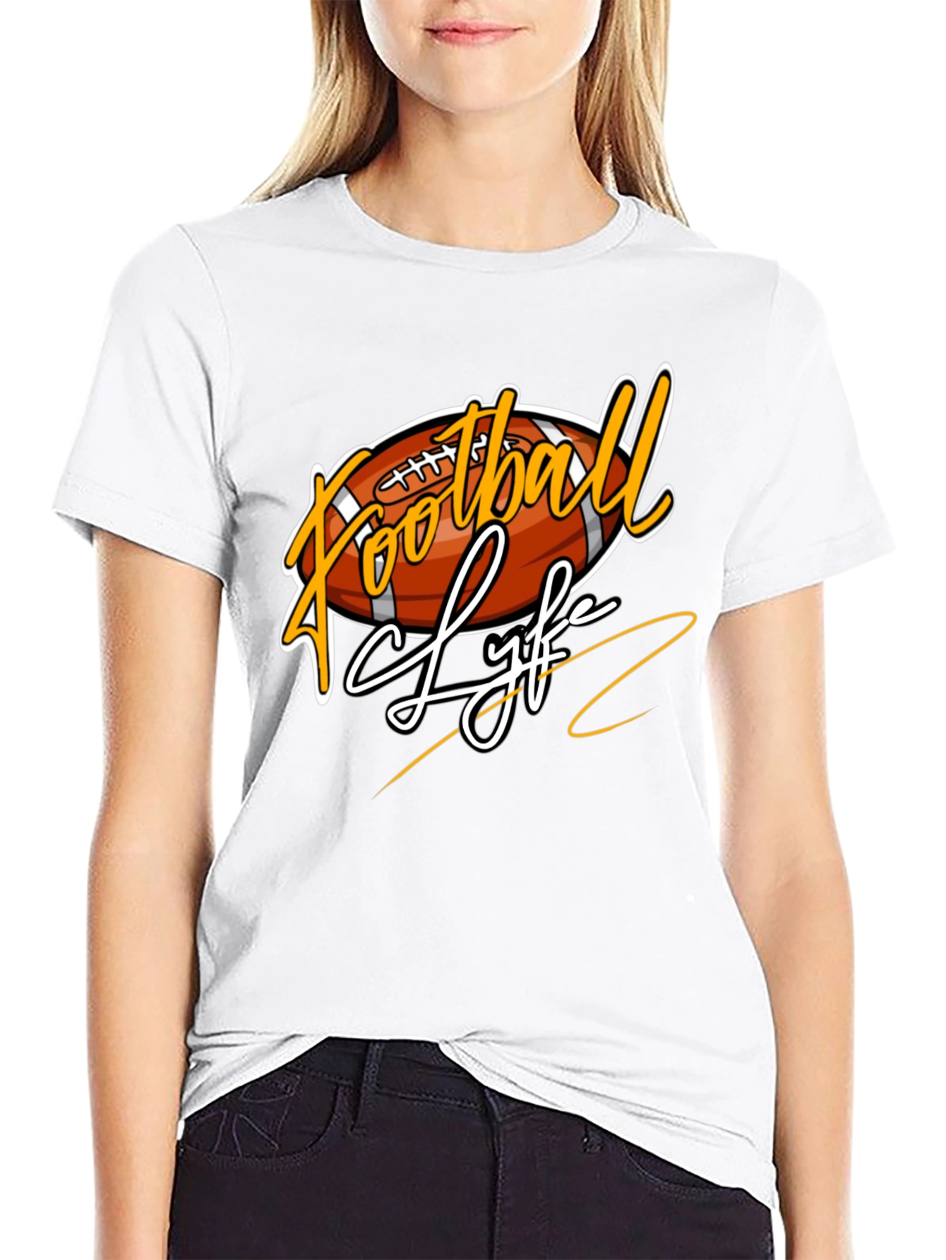 Football Life Graphic Tee - Black Casual Shirt