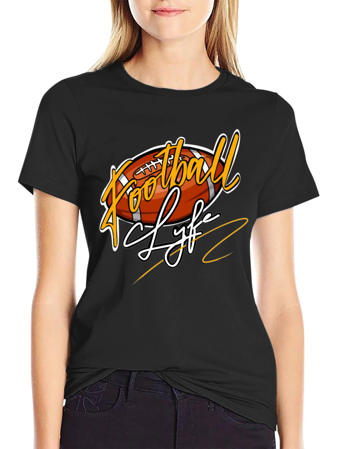 Football Life Graphic Tee - Black Casual Shirt
