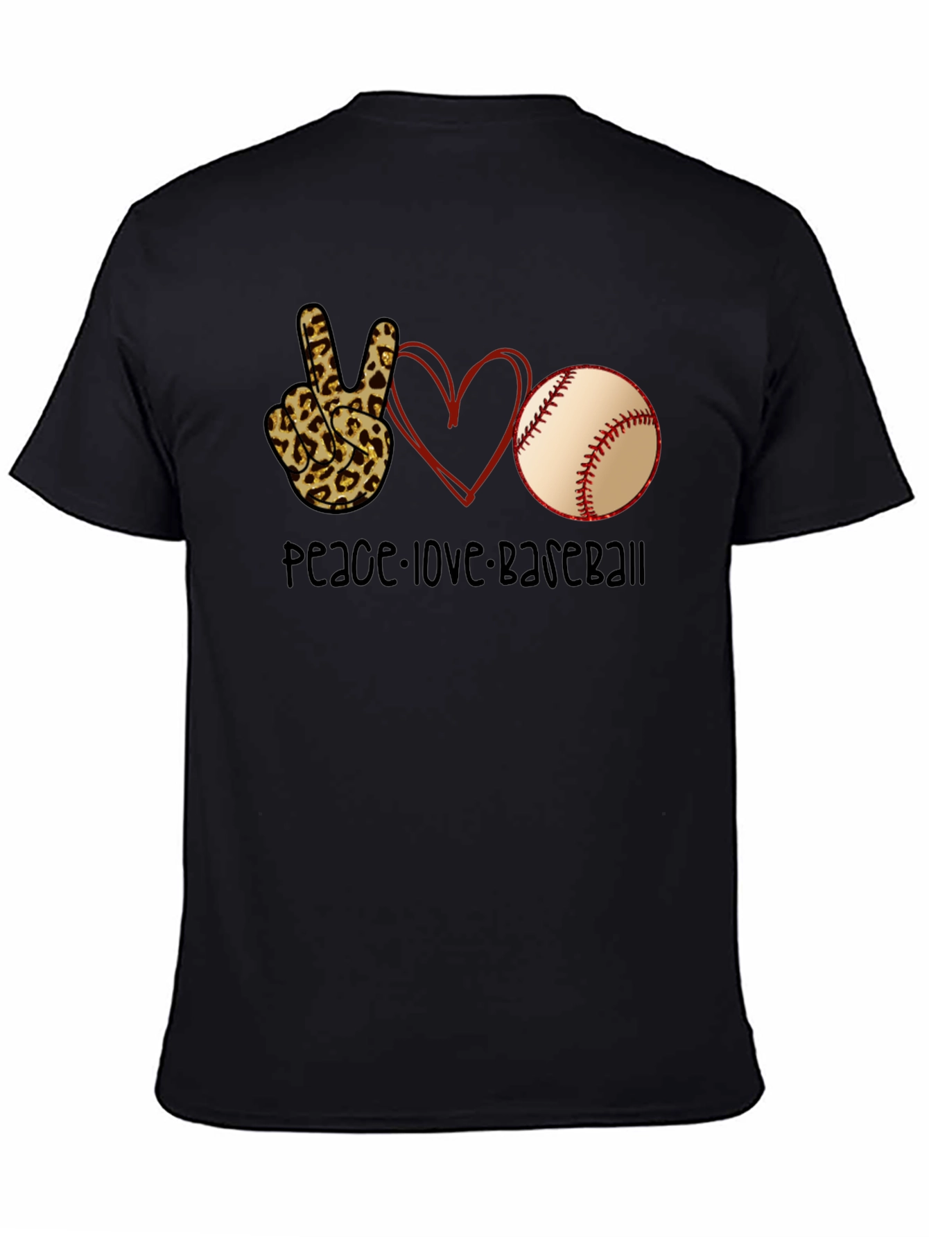 Peace Love Baseball Graphic T-Shirt