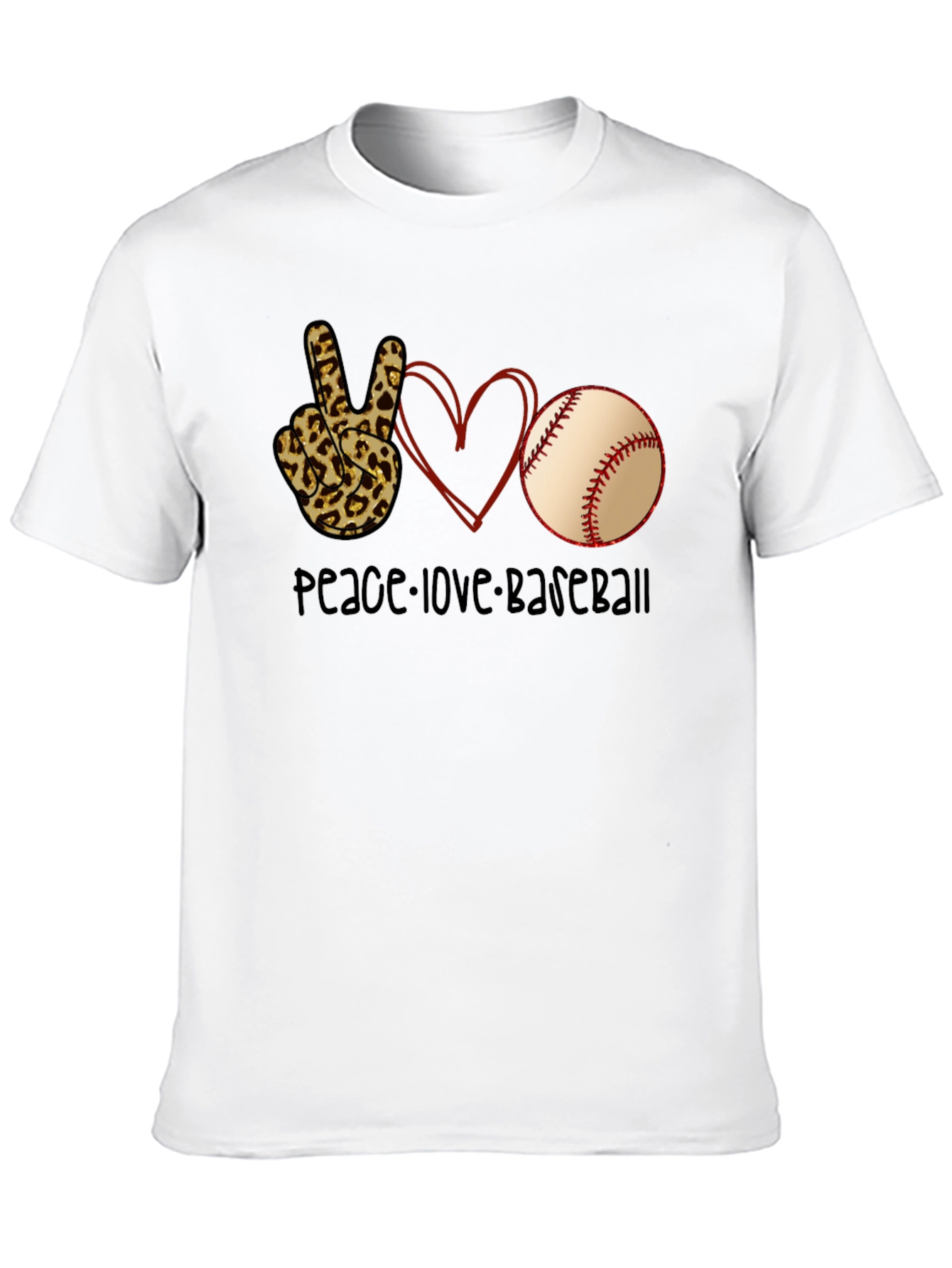 Peace Love Baseball Graphic T-Shirt