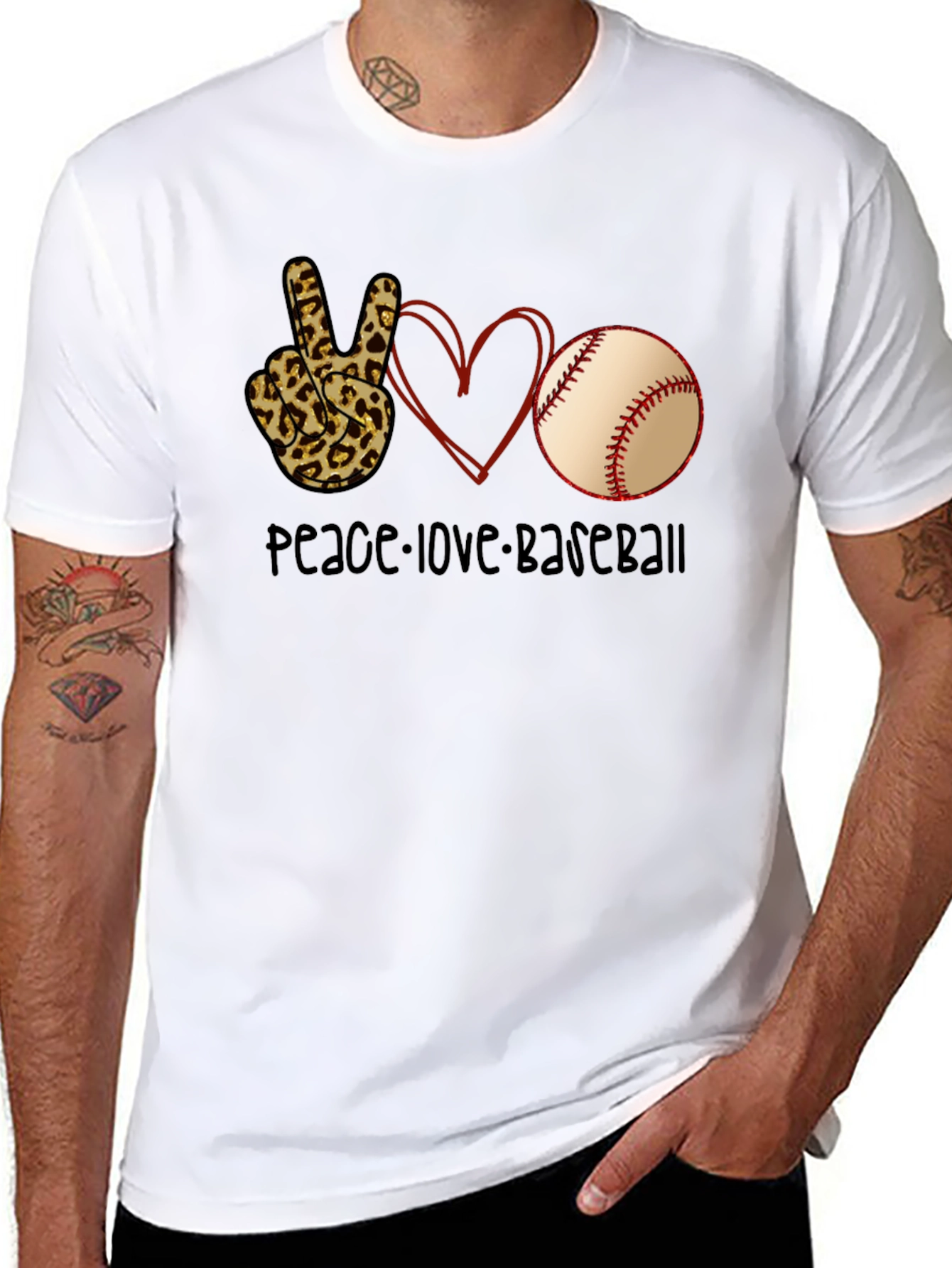 Peace Love Baseball Graphic T-Shirt