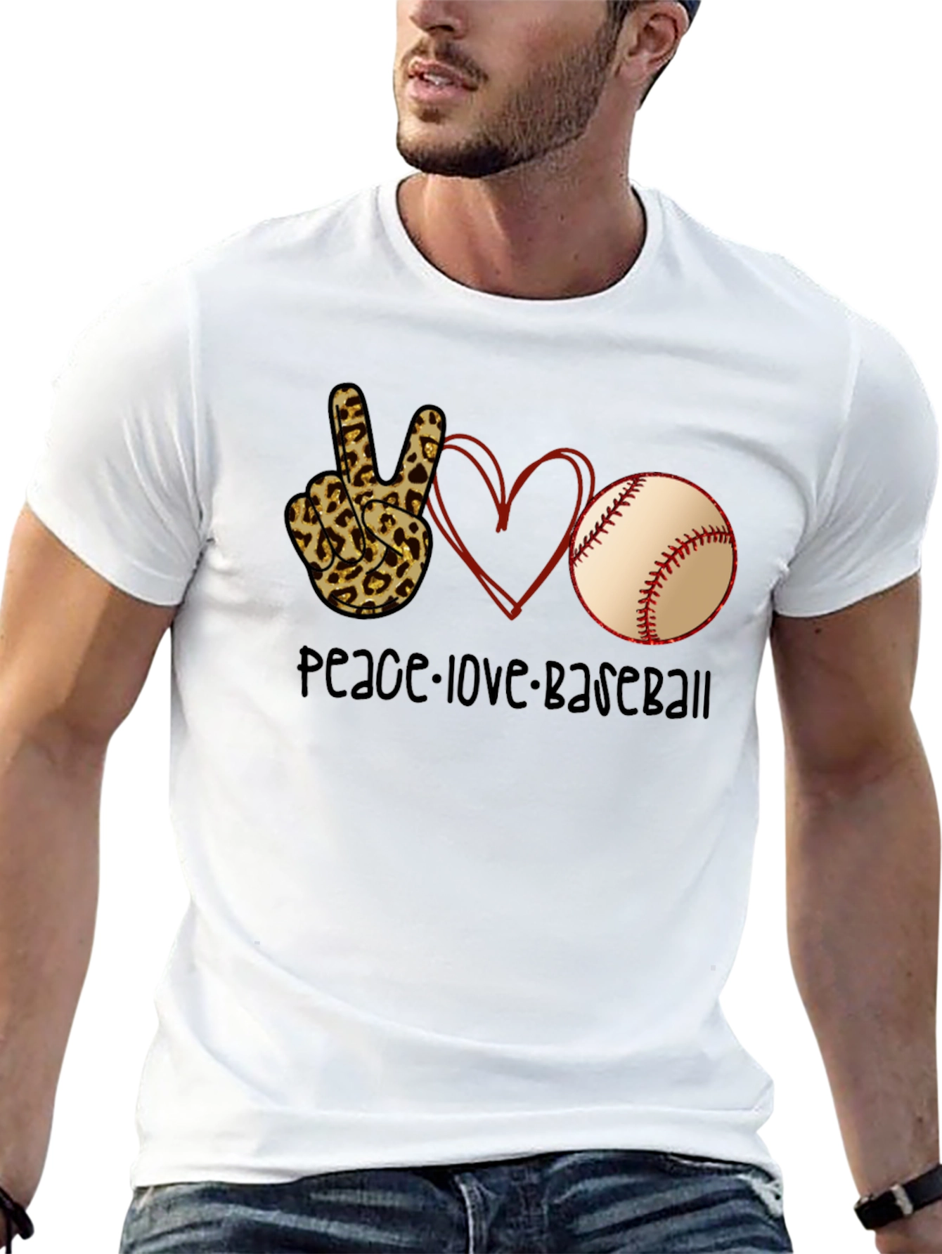 Peace Love Baseball Graphic T-Shirt