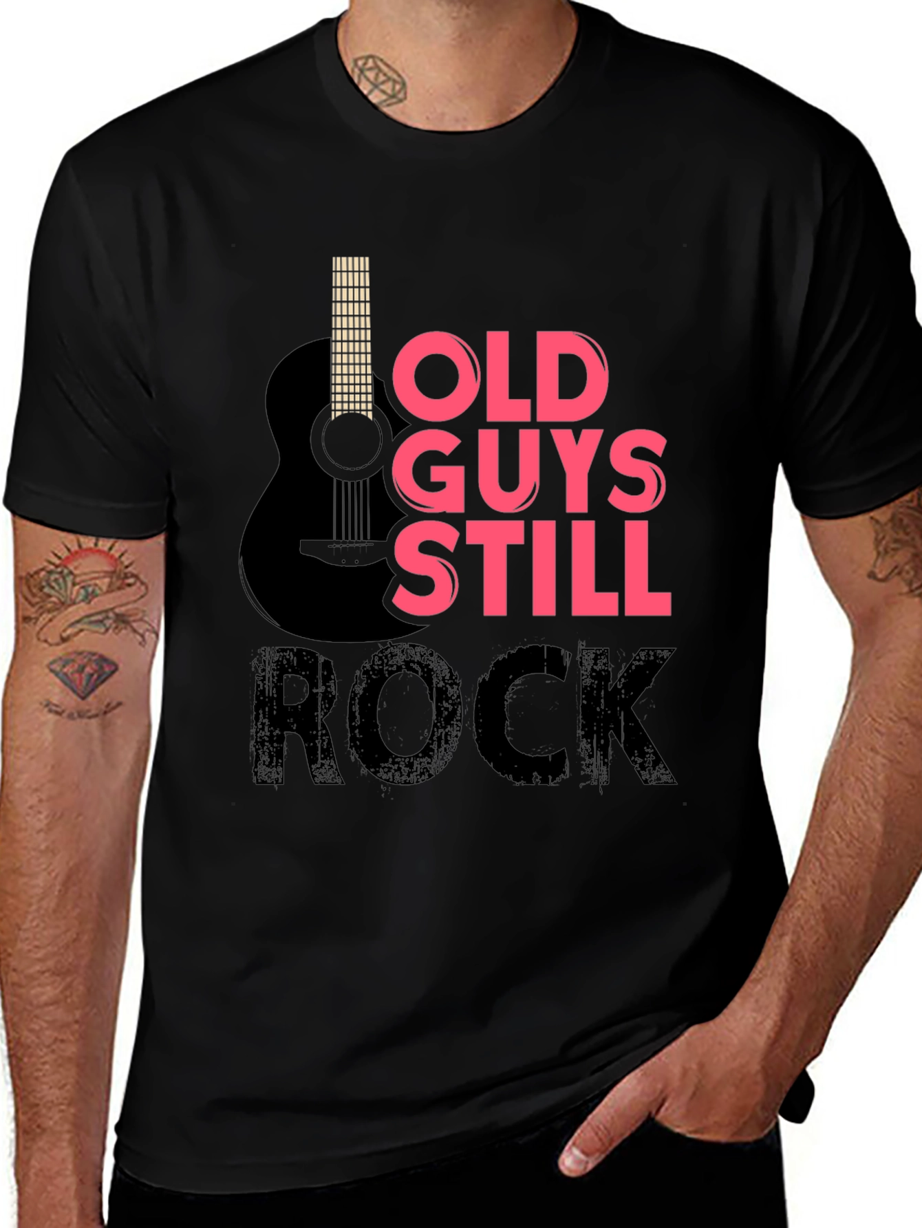 Old Guys Still Rock T-Shirt - Guitar Design
