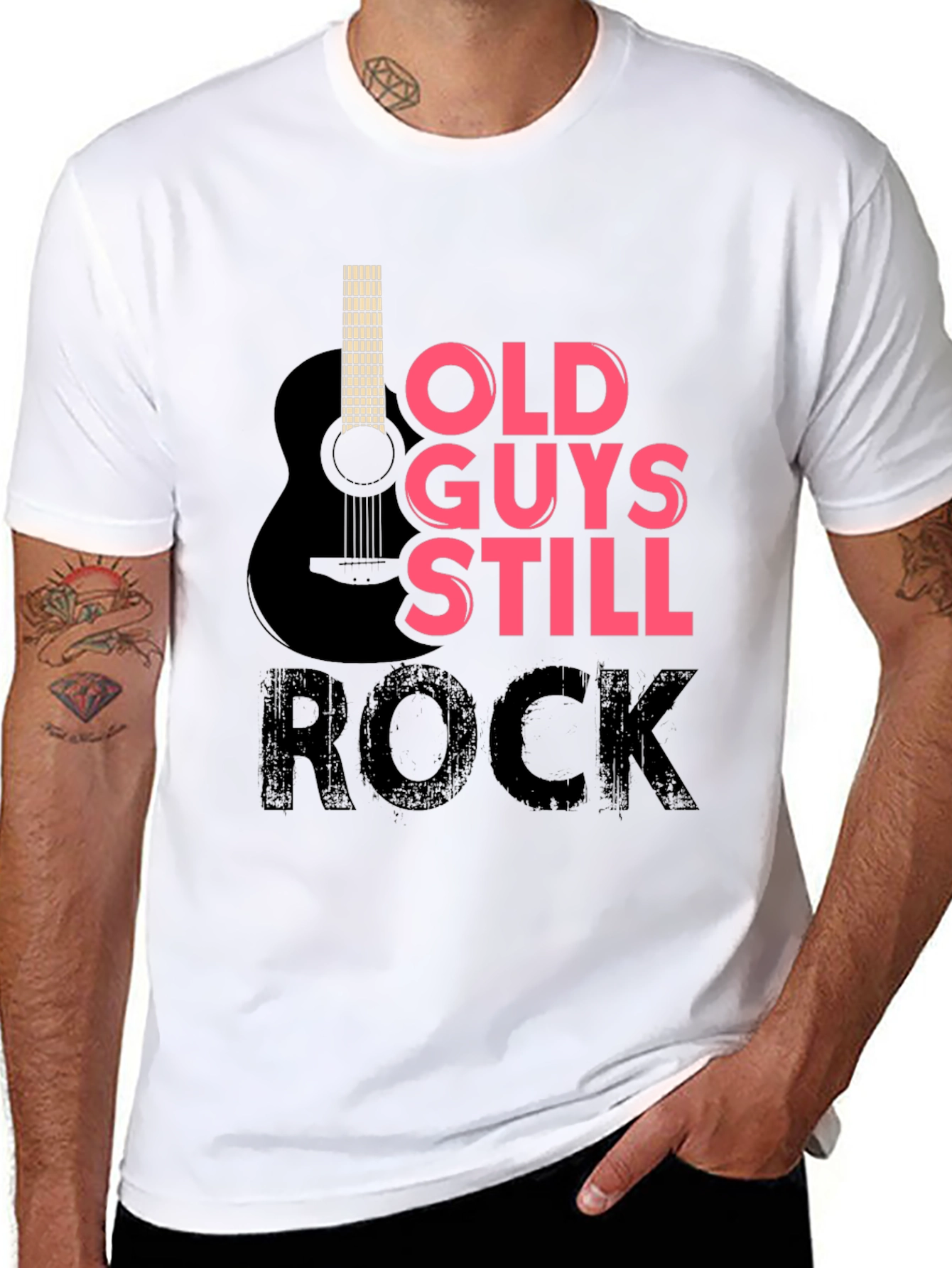 Old Guys Still Rock T-Shirt - Guitar Design