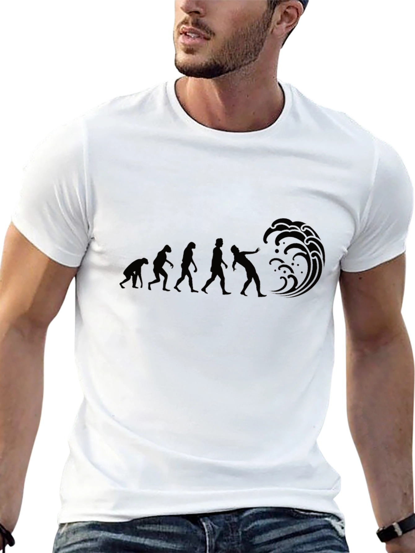 Evolution of Surfing Black T-Shirt