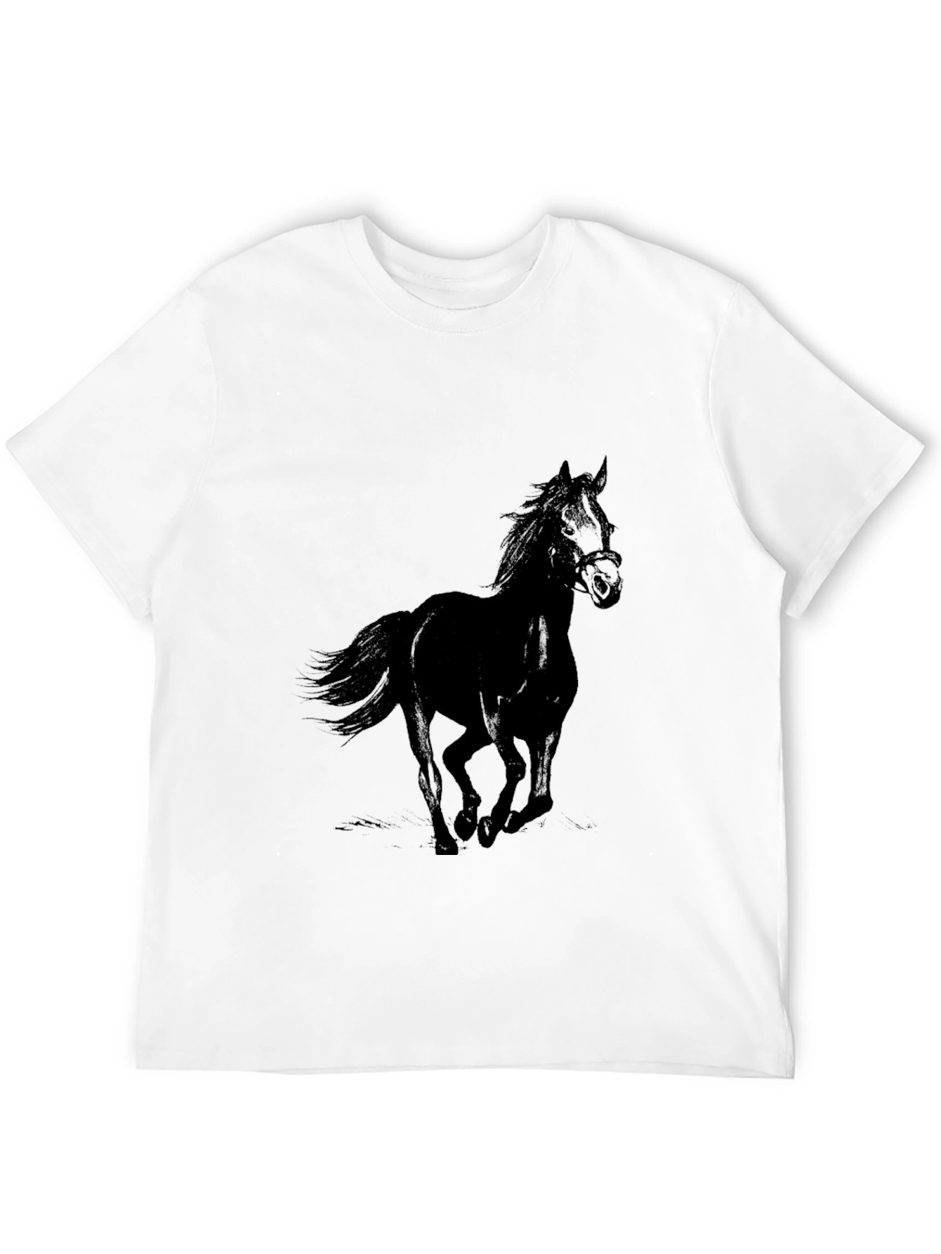 Black Horse Graphic T-Shirt - Mens Casual Tee