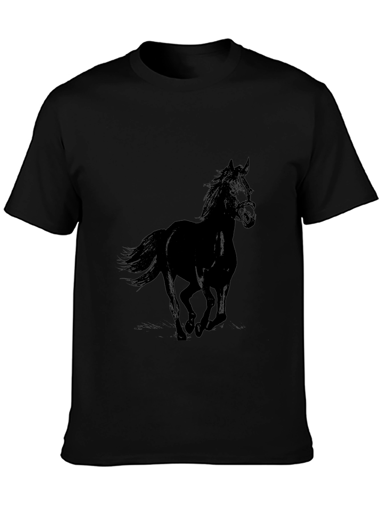 Black Horse Graphic T-Shirt - Mens Casual Tee