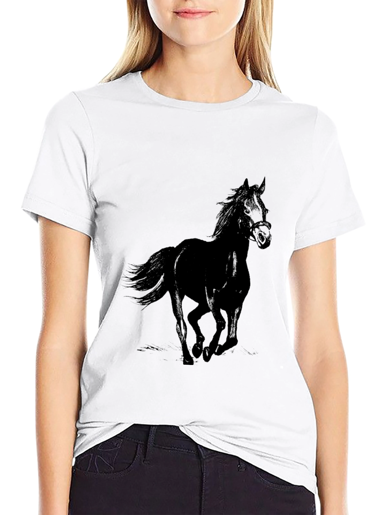 Black Horse Graphic T-Shirt - Mens Casual Tee