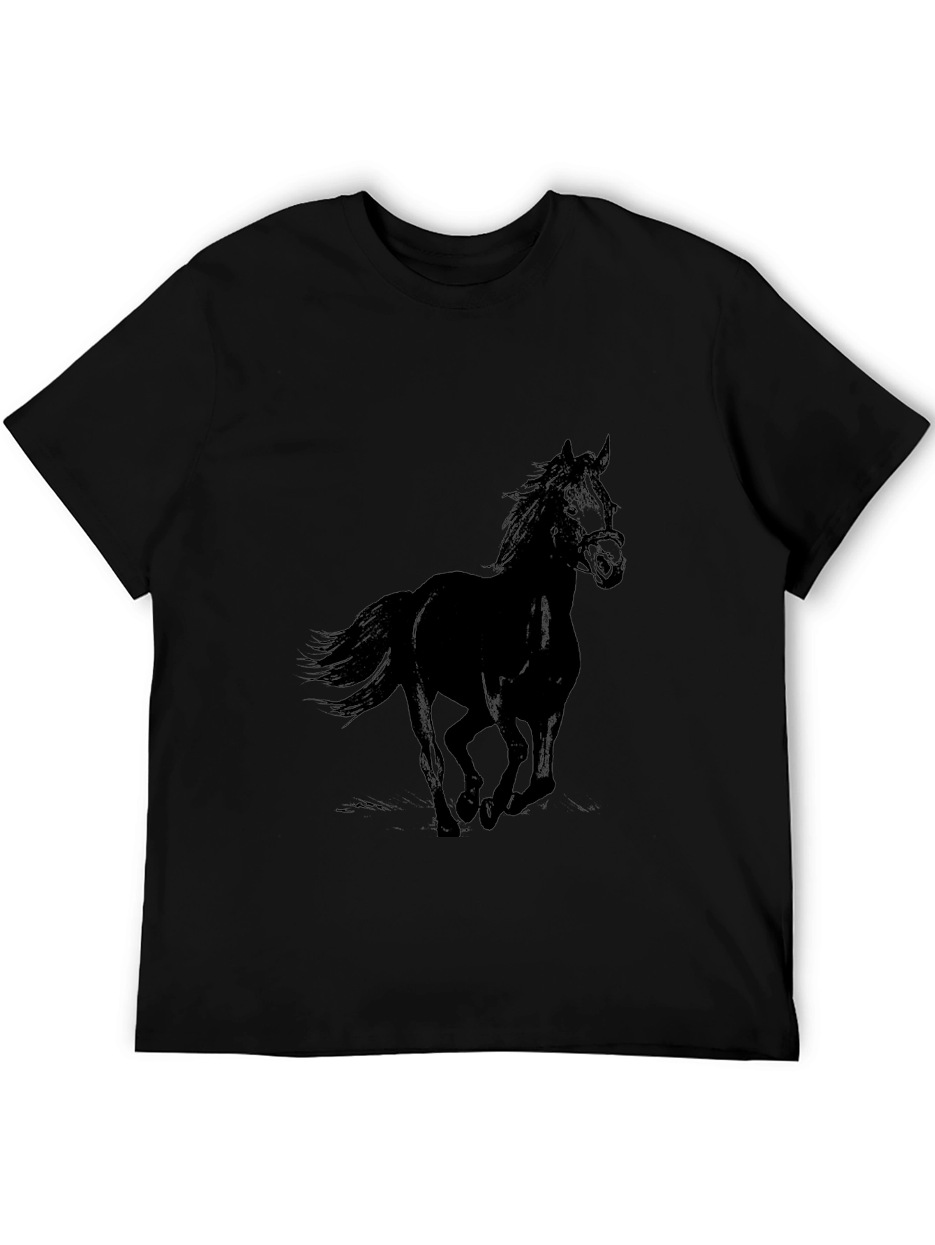 Black Horse Graphic T-Shirt - Mens Casual Tee