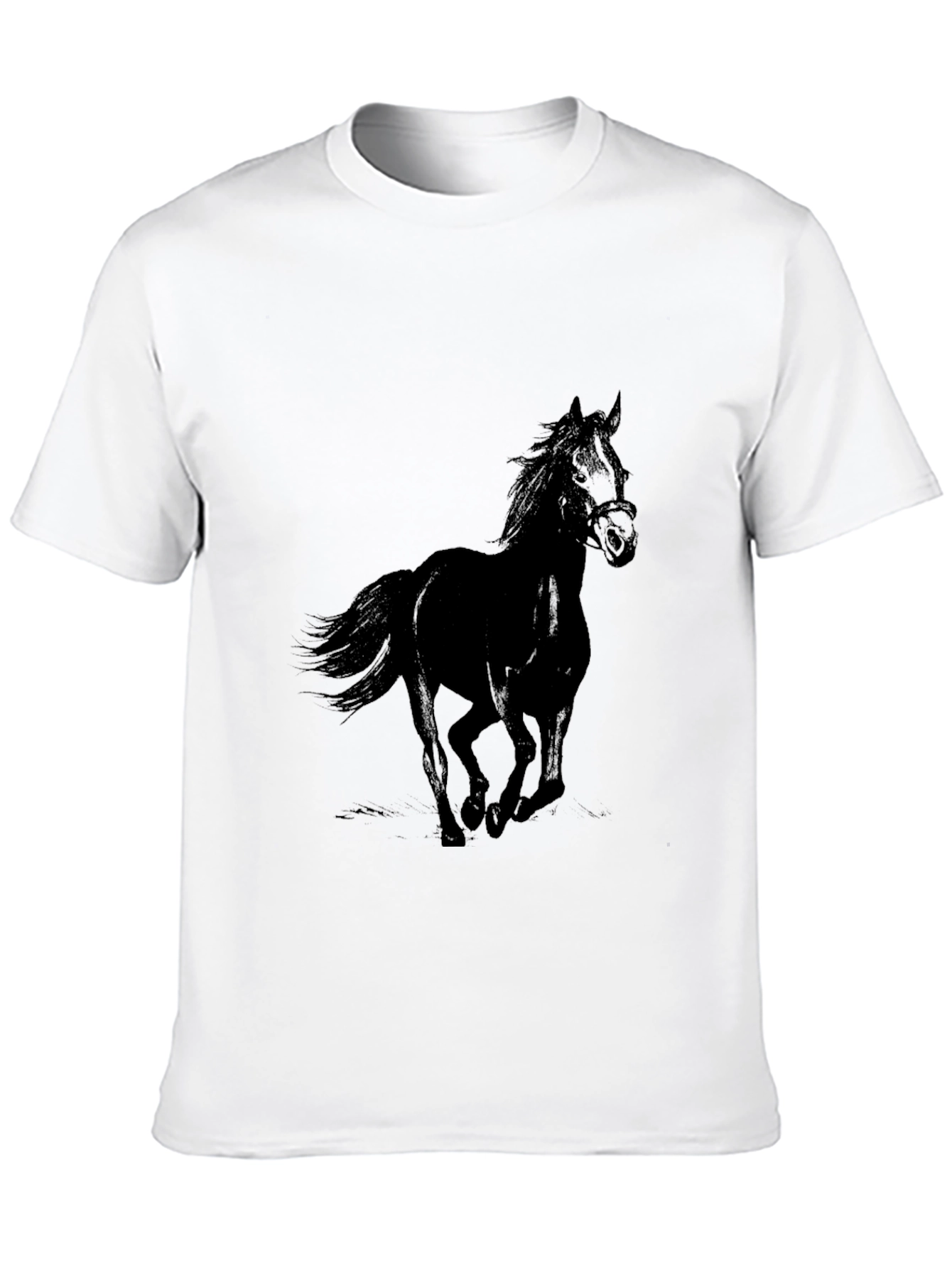 Black Horse Graphic T-Shirt - Mens Casual Tee