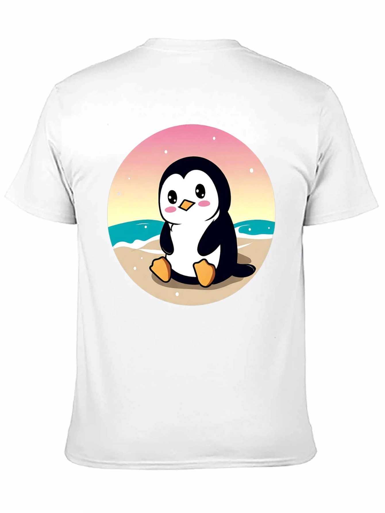 Cute Penguin on Beach Graphic T-Shirt