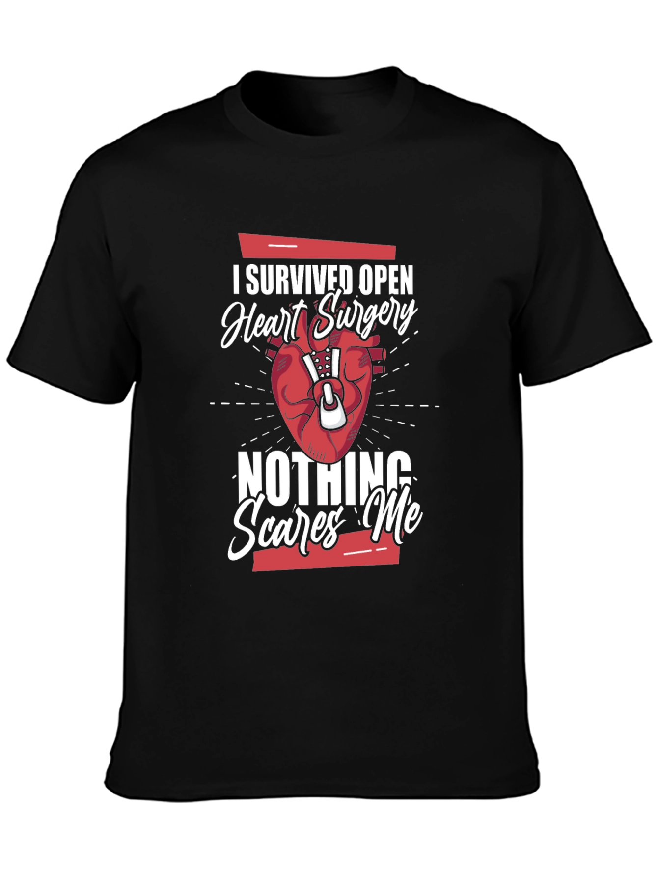 I Survived Open Heart Surgery T-Shirt - Black