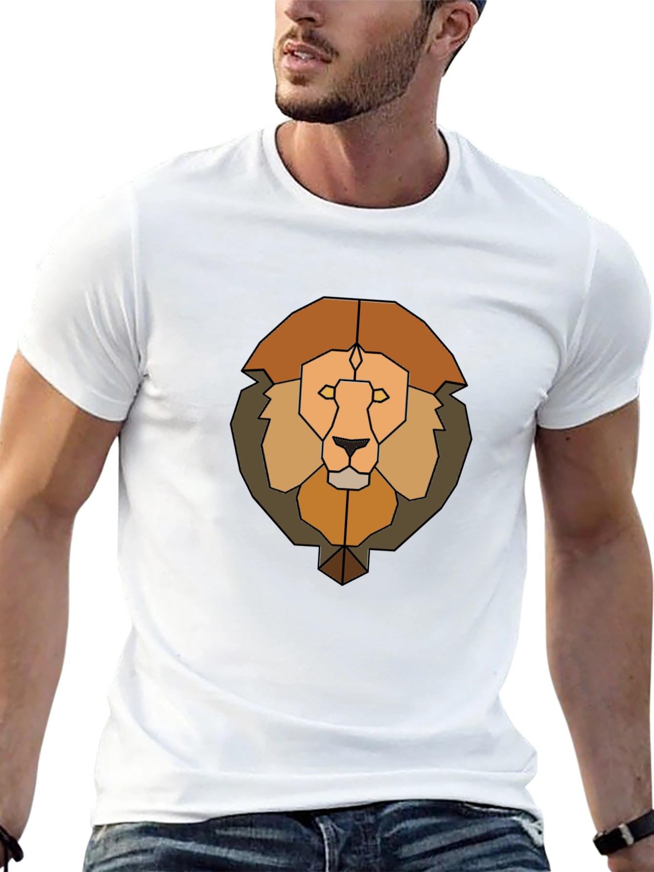 Geometric Lion Graphic Tee - Mens Black T-Shirt