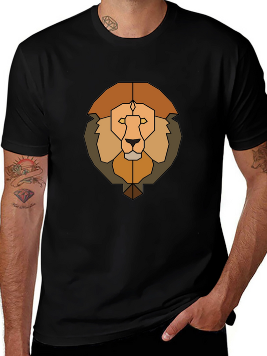 Geometric Lion Graphic Tee - Mens Black T-Shirt