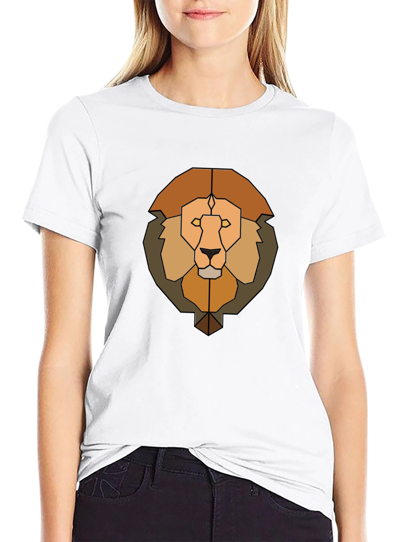 Geometric Lion Graphic Tee - Mens Black T-Shirt