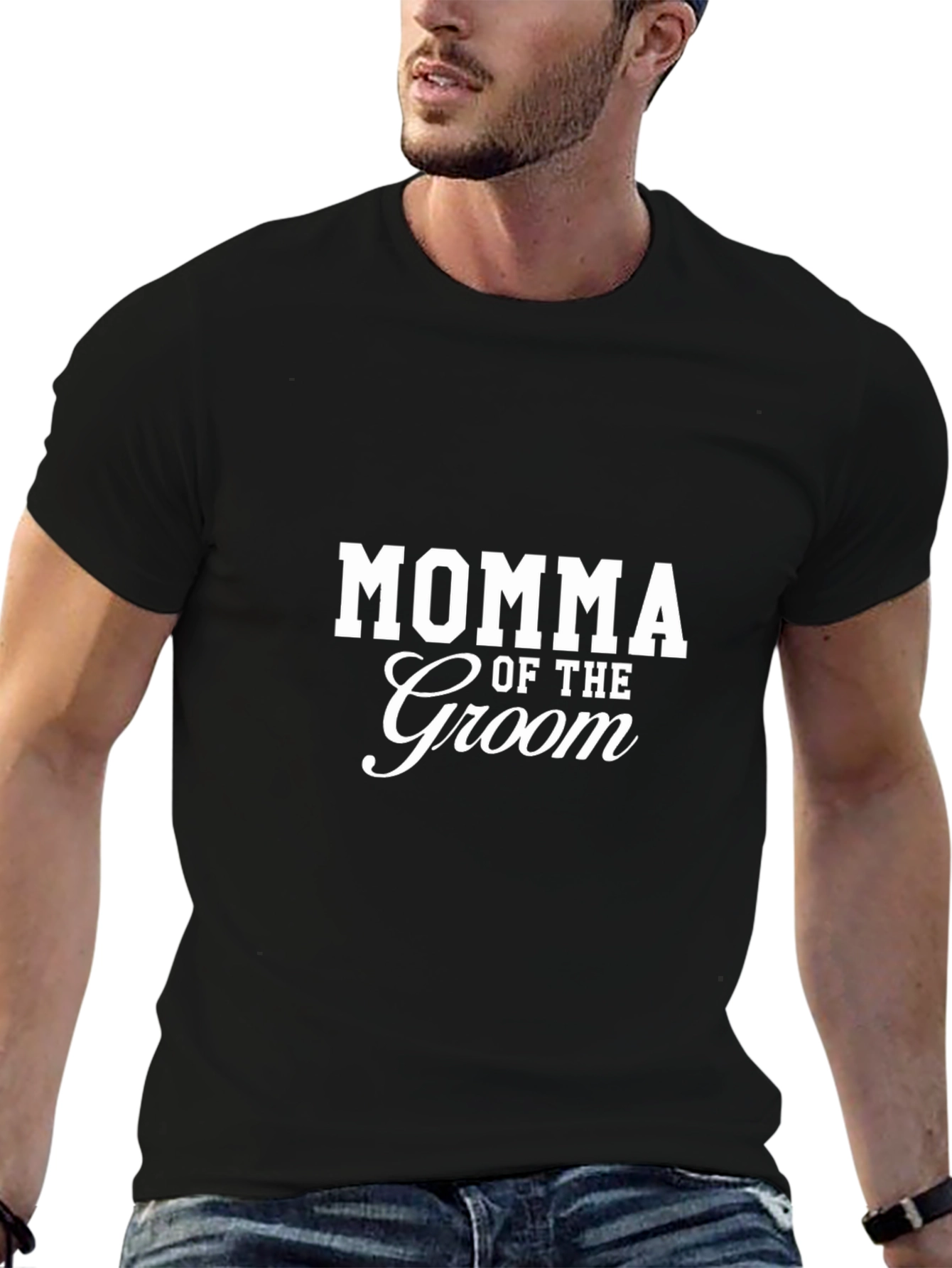 Momma of the Groom Black T-Shirt