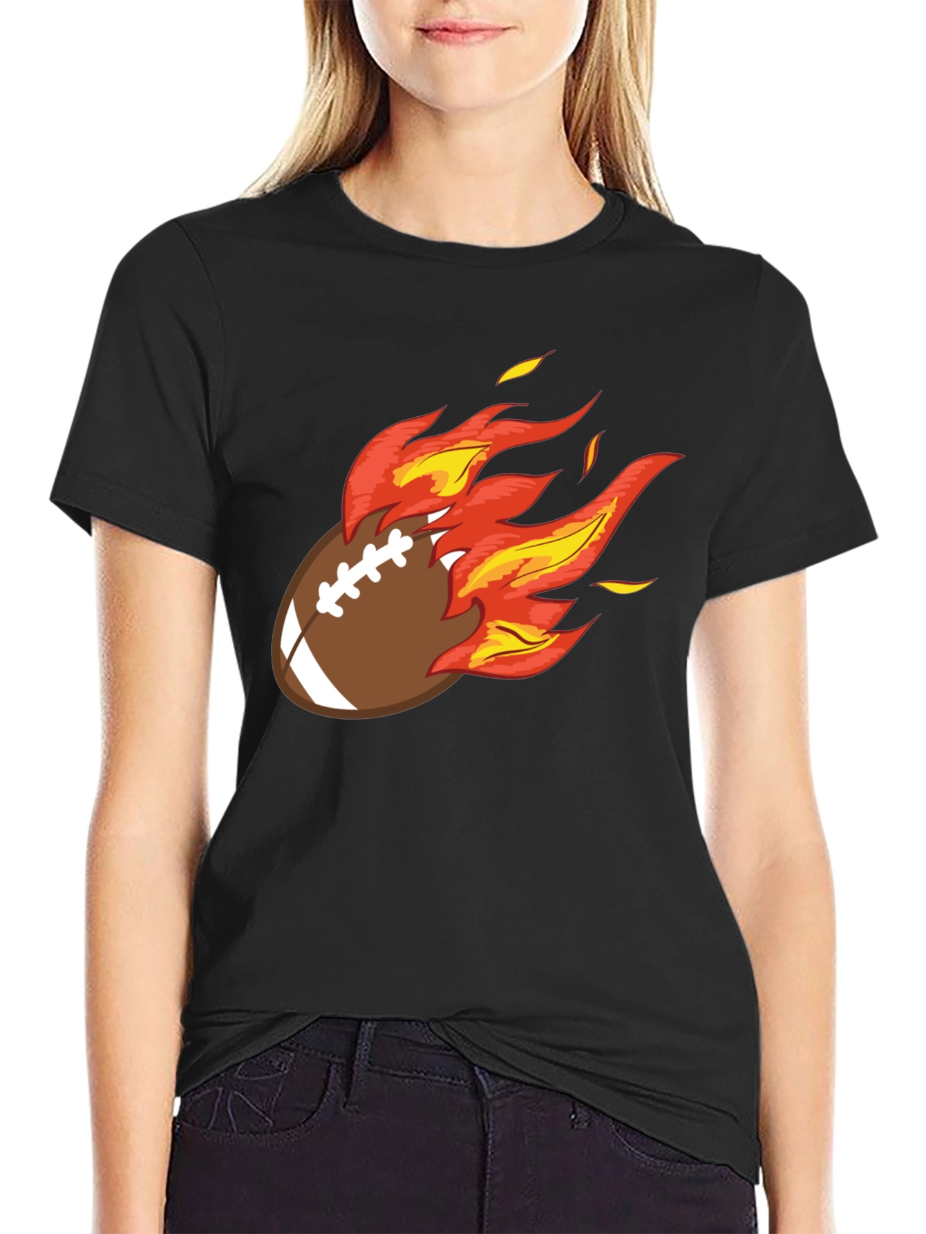 Flaming Football Graphic Tee