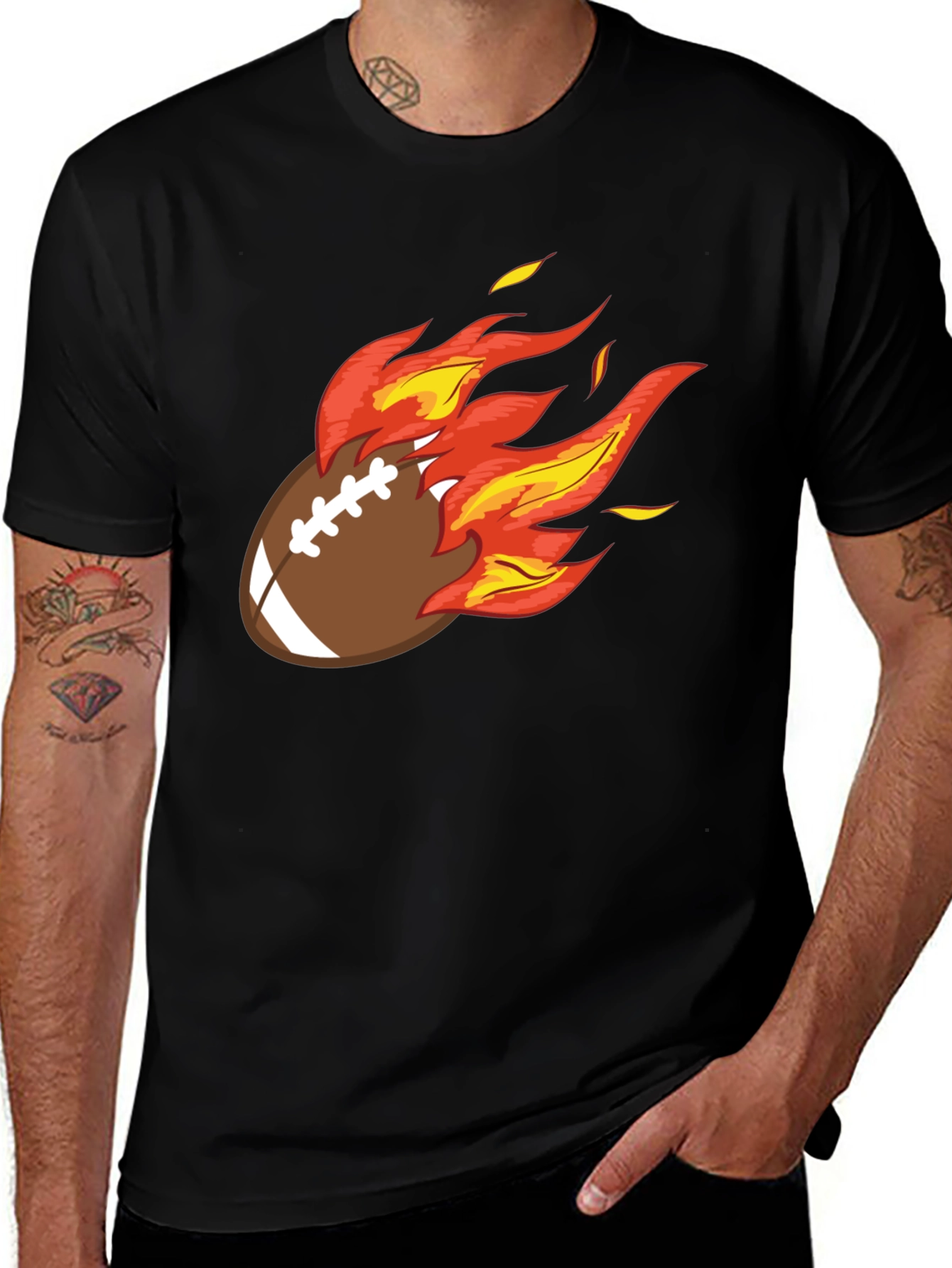 Flaming Football Graphic Tee