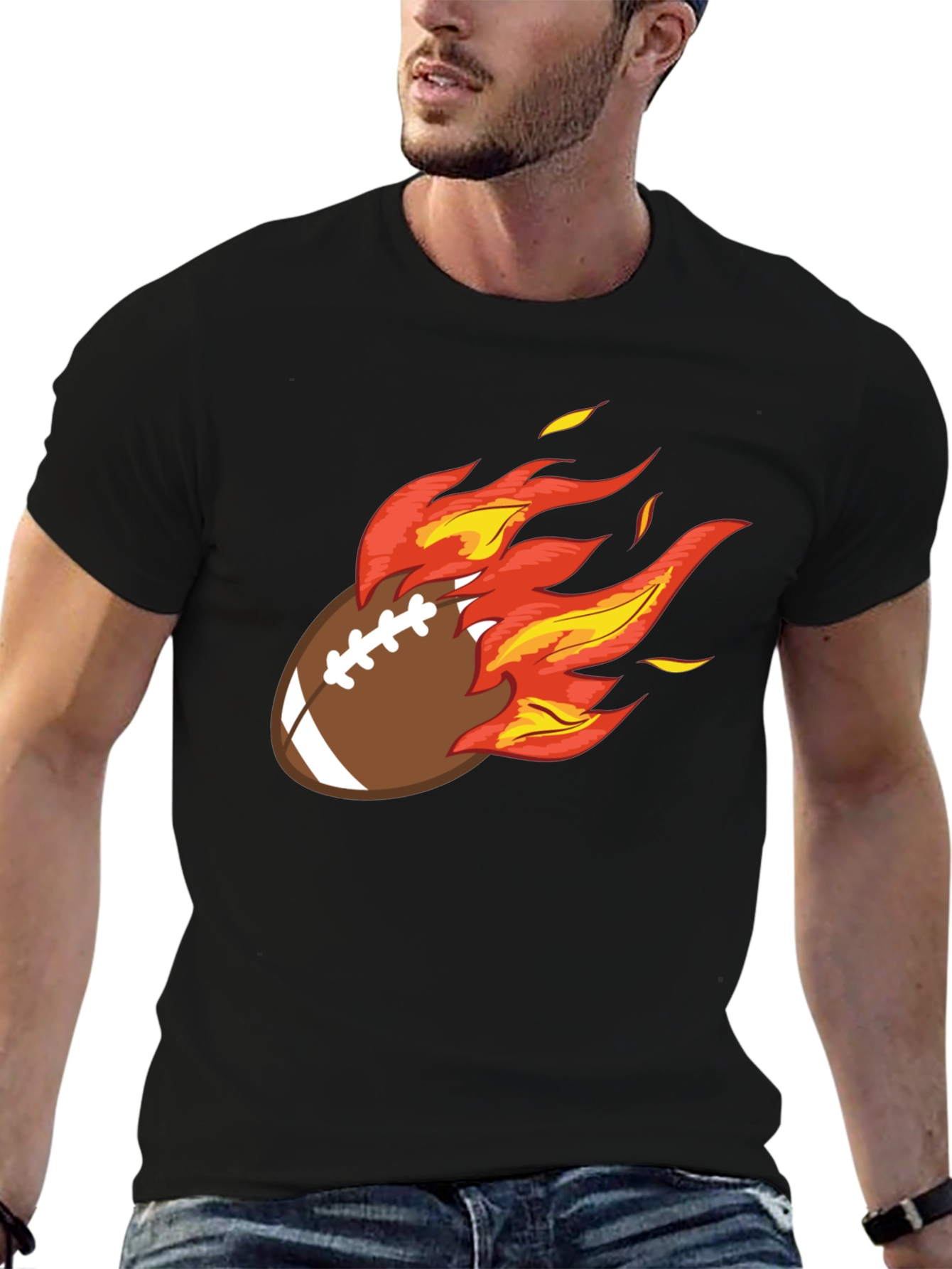 Flaming Football Graphic Tee
