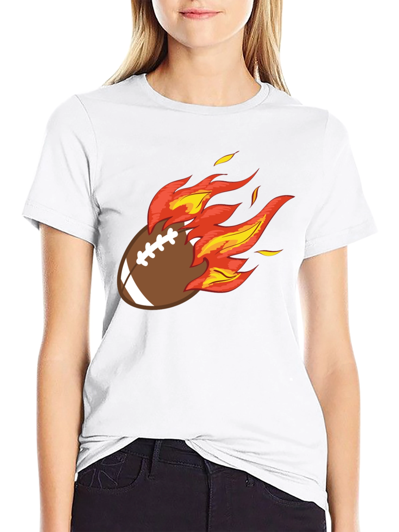 Flaming Football Graphic Tee