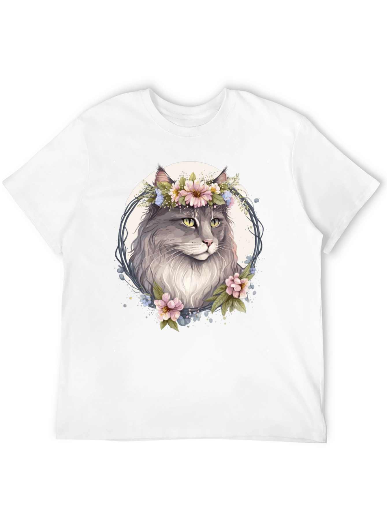 Floral Cat T-Shirt - Unique Graphic Tee