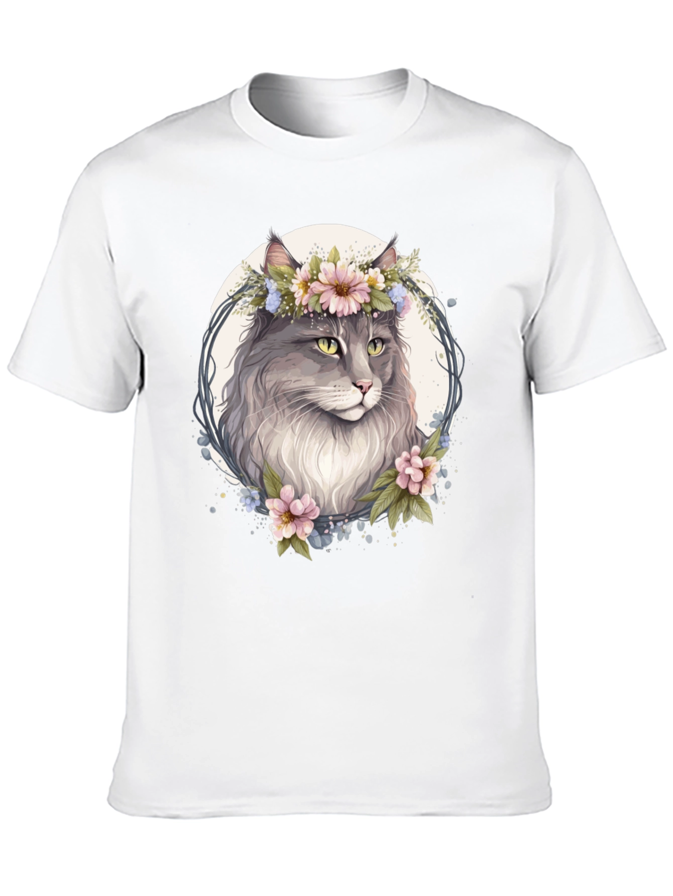 Floral Cat T-Shirt - Unique Graphic Tee