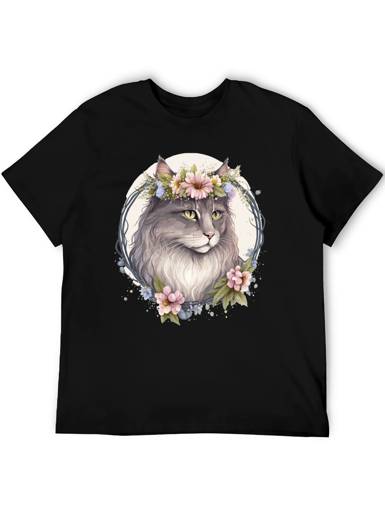 Floral Cat T-Shirt - Unique Graphic Tee