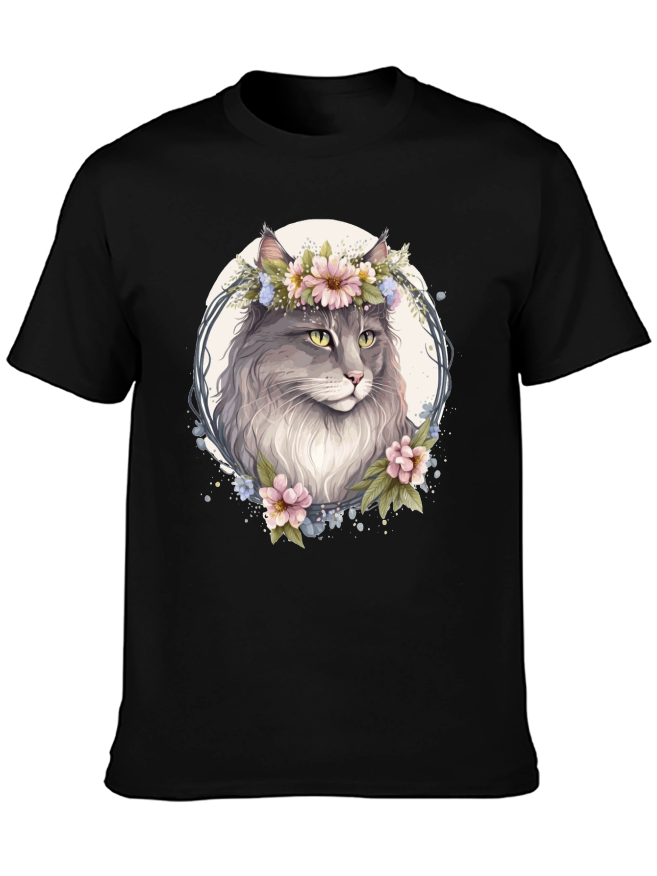 Floral Cat T-Shirt - Unique Graphic Tee