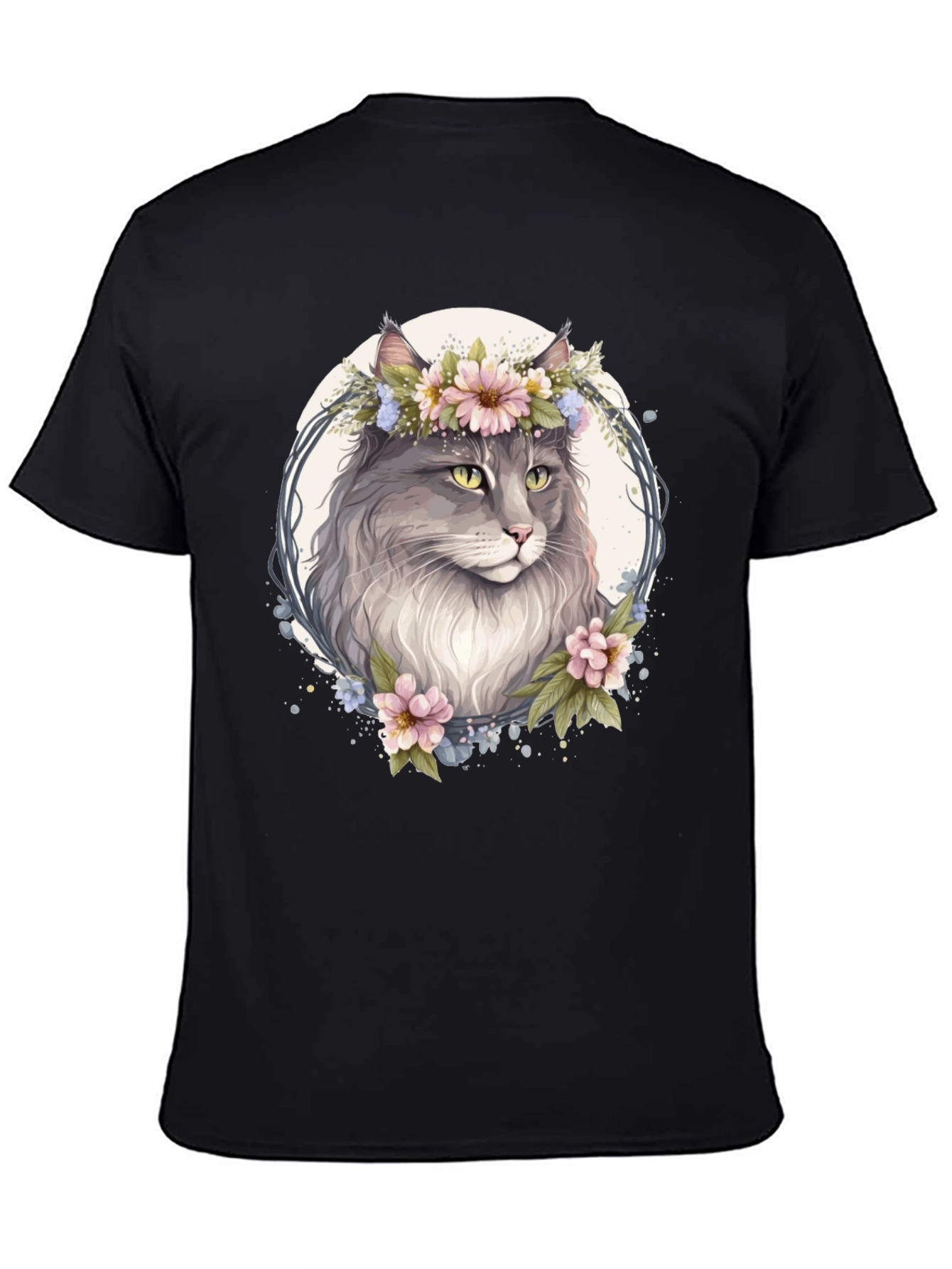 Floral Cat T-Shirt - Unique Graphic Tee