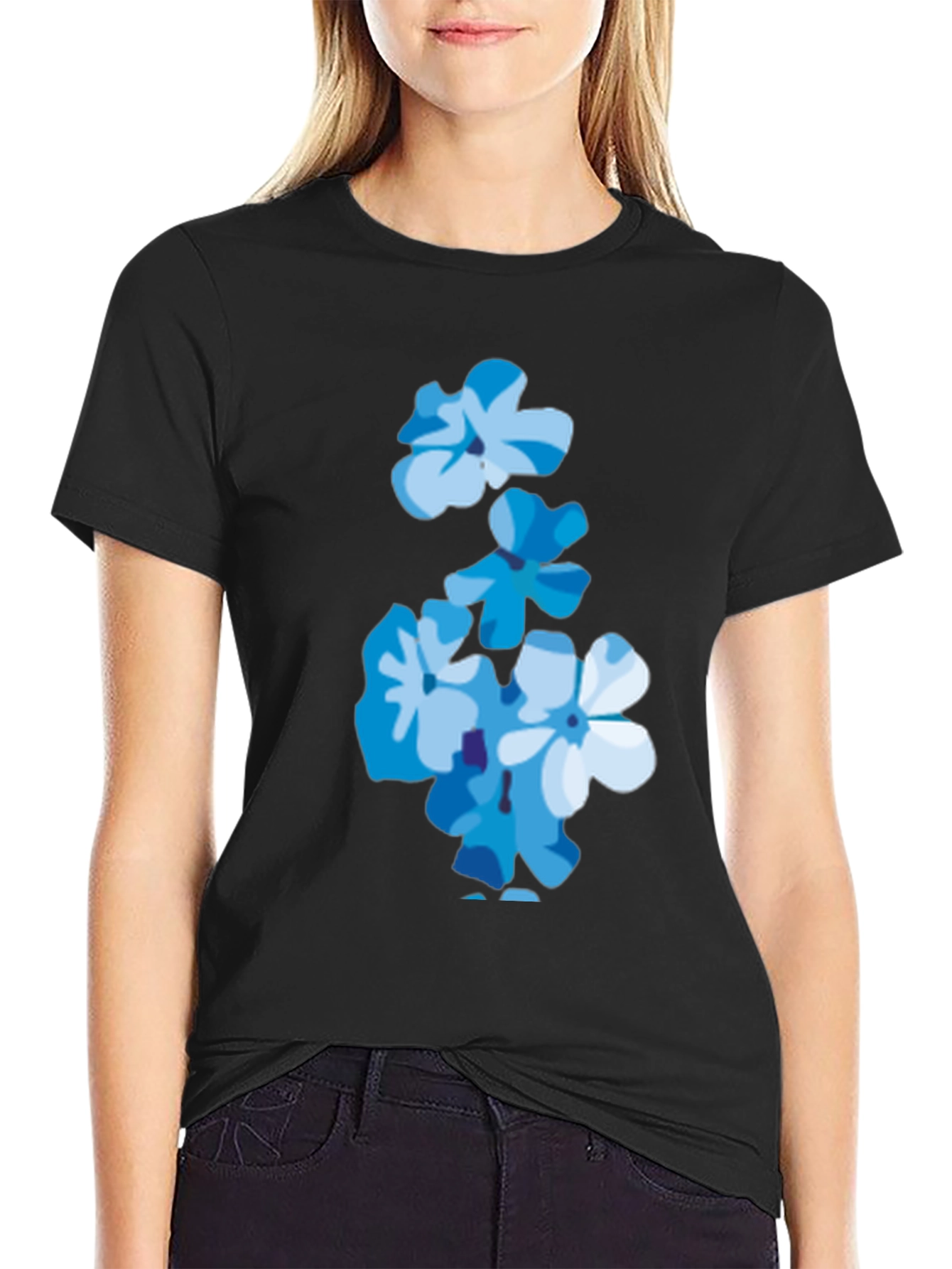 Floral Print Tee - Trendy Blue Flower T-Shirt