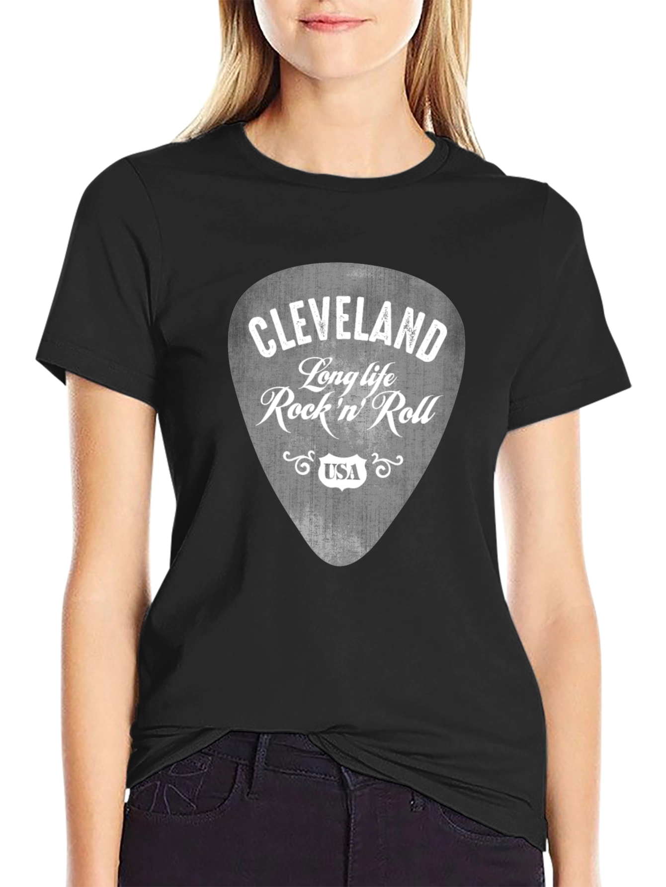 Cleveland Rock n Roll Guitar Pick Graphic T-Shirt