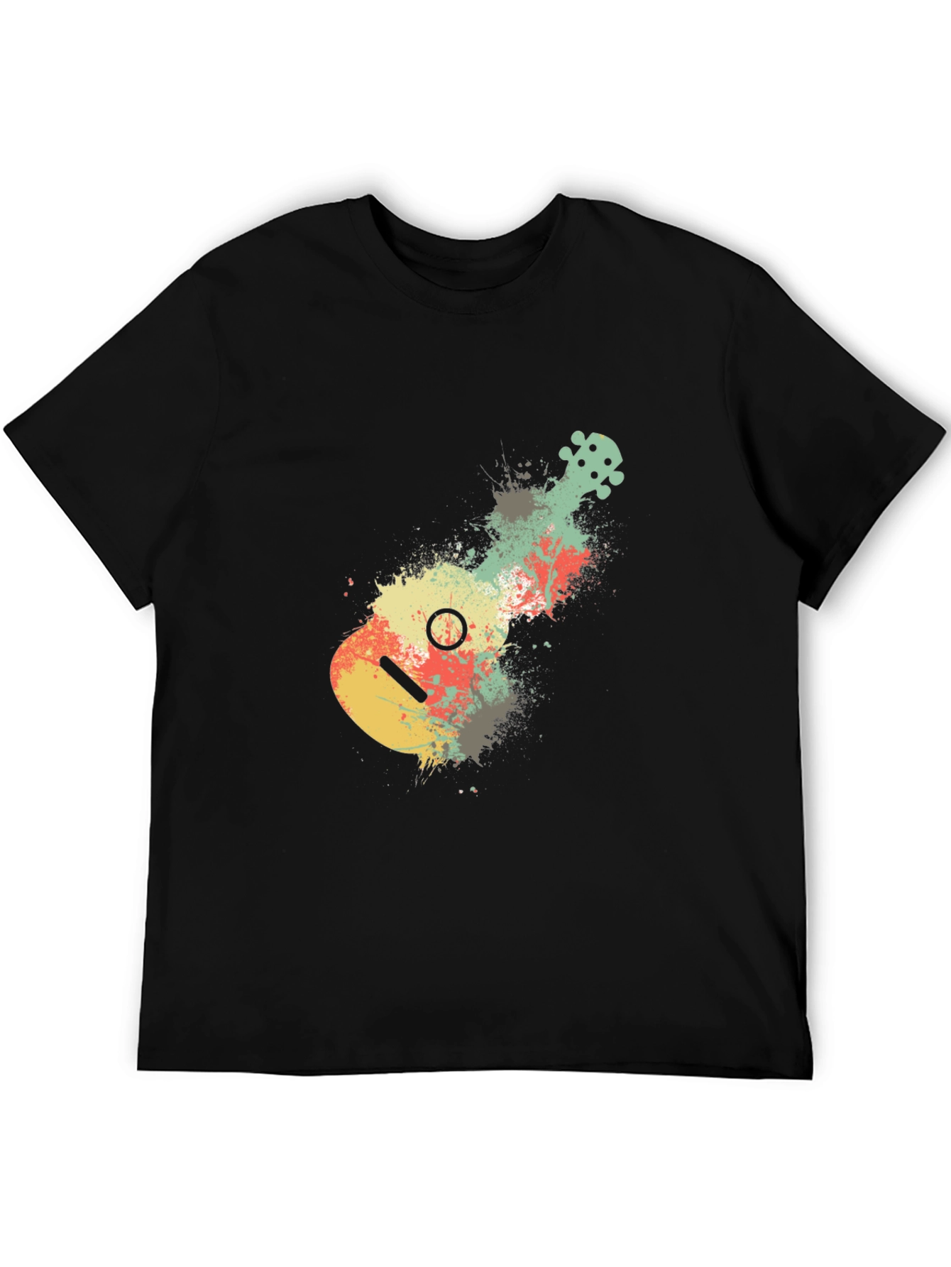 Ukulele Splash Graphic Tee - Black Cotton Casual