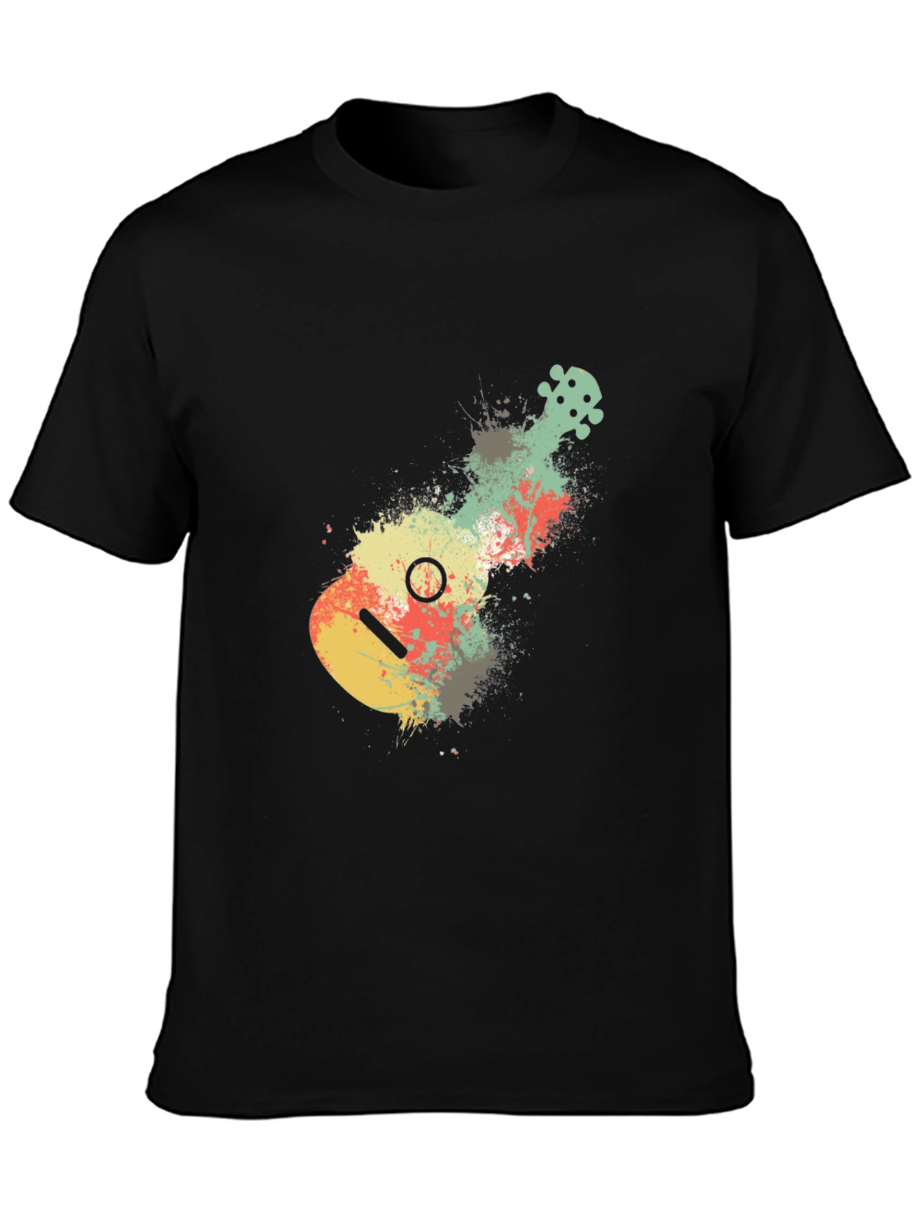 Ukulele Splash Graphic Tee - Black Cotton Casual
