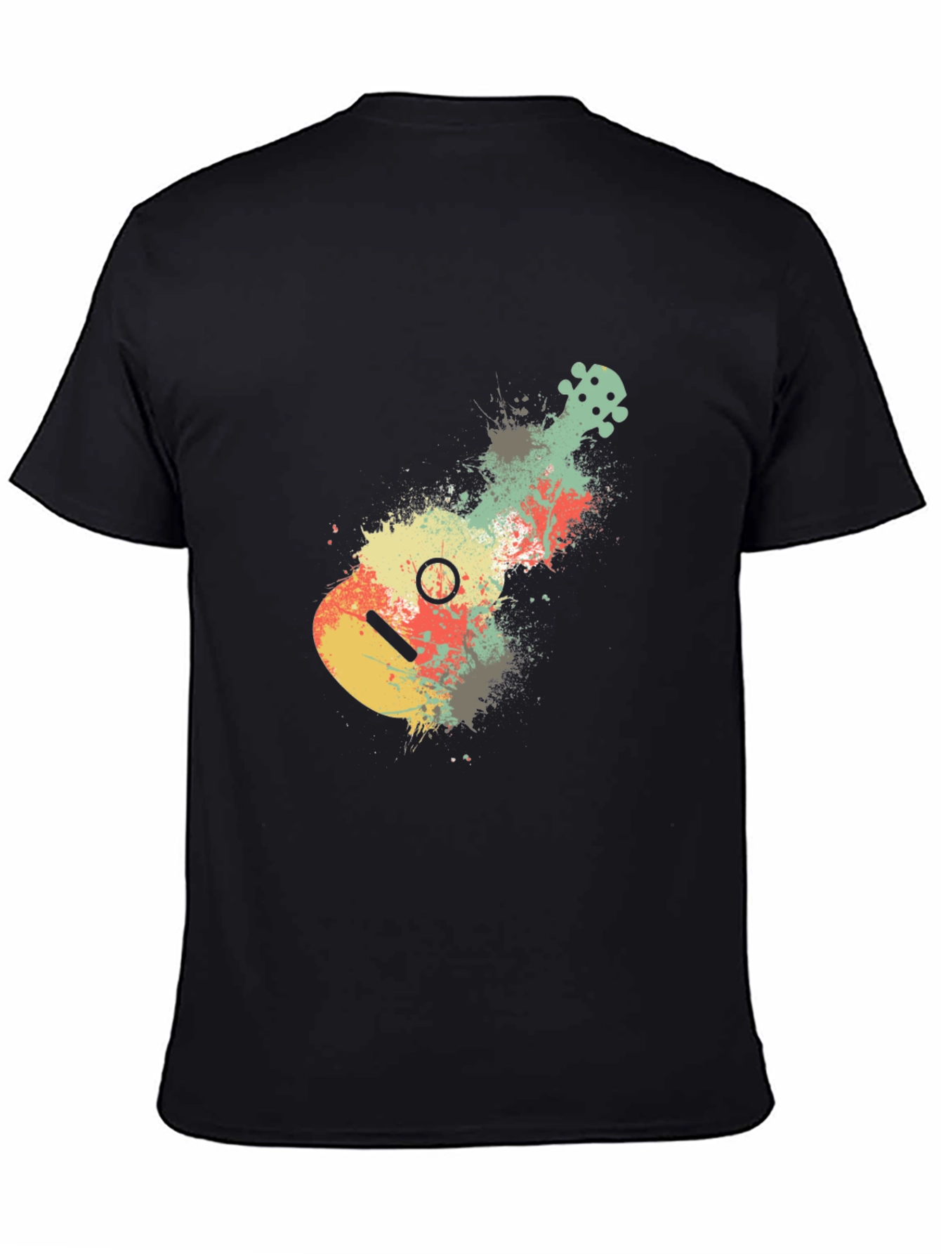 Ukulele Splash Graphic Tee - Black Cotton Casual