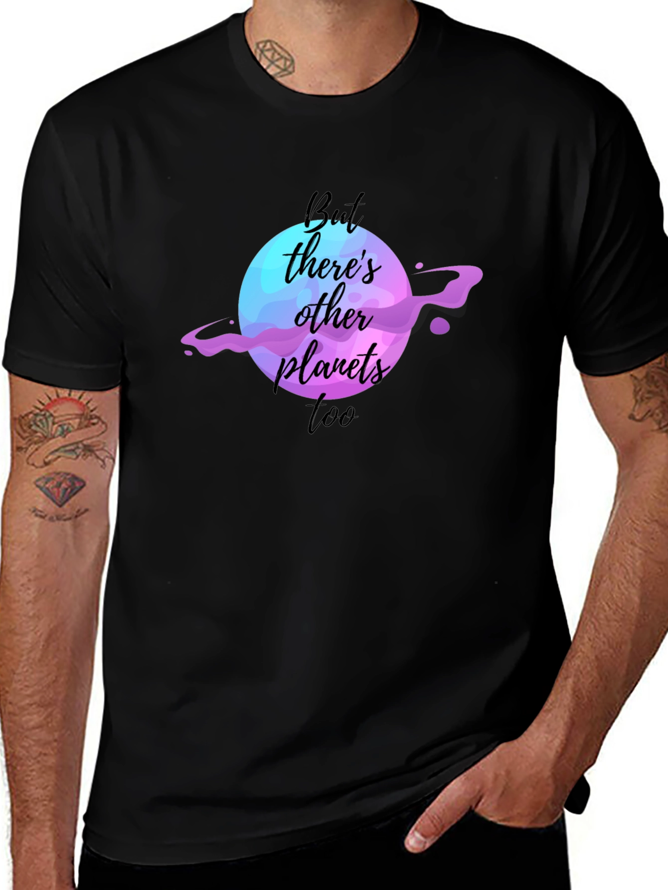 Other Planets Graphic Tee - Black Cotton Casual