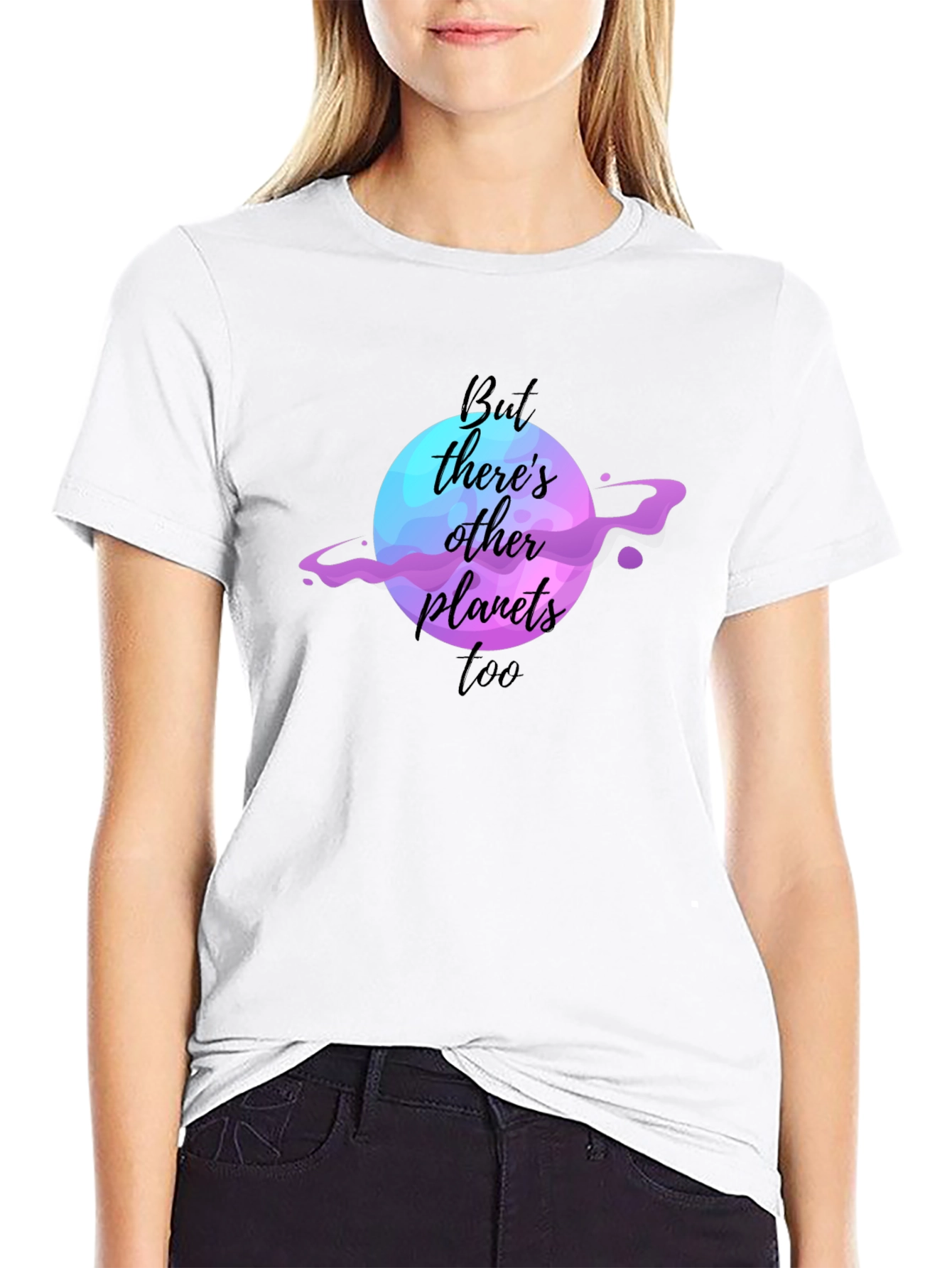 Other Planets Graphic Tee - Black Cotton Casual