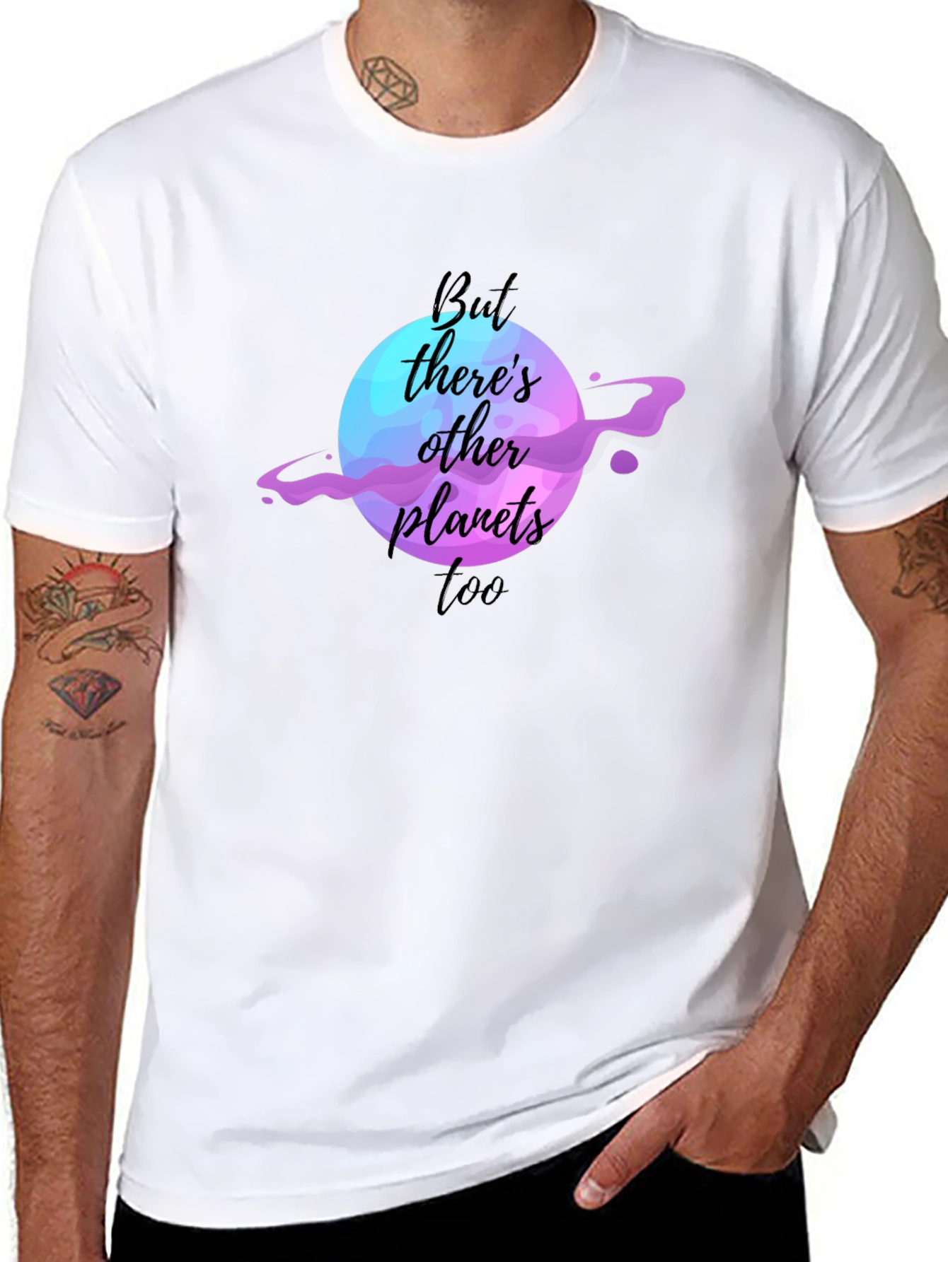 Other Planets Graphic Tee - Black Cotton Casual