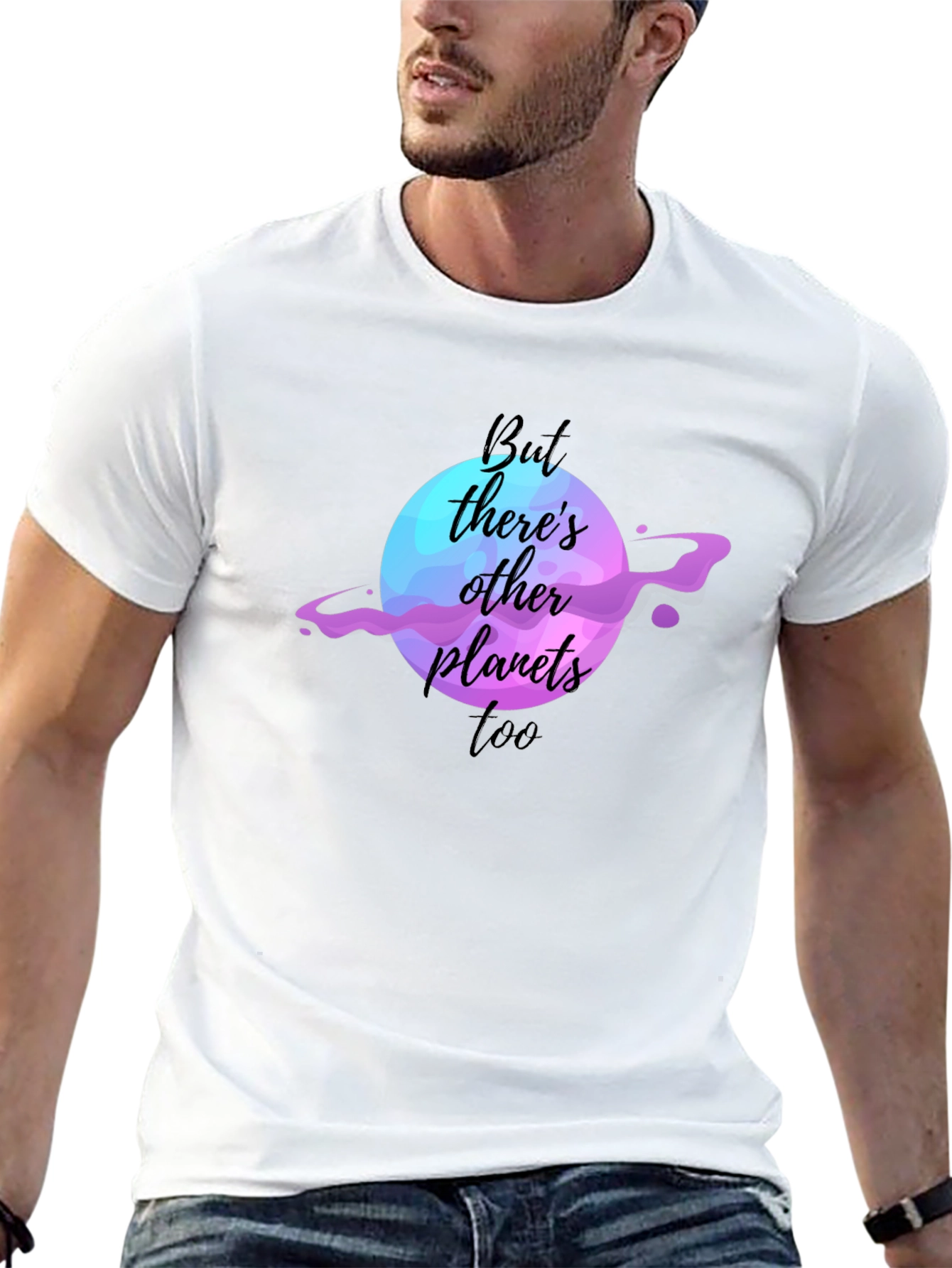 Other Planets Graphic Tee - Black Cotton Casual