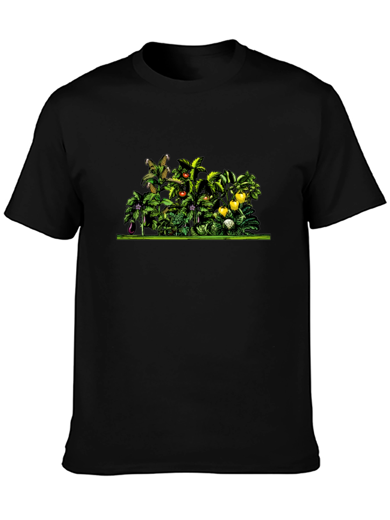 Vegetable Garden Print Black Tee
