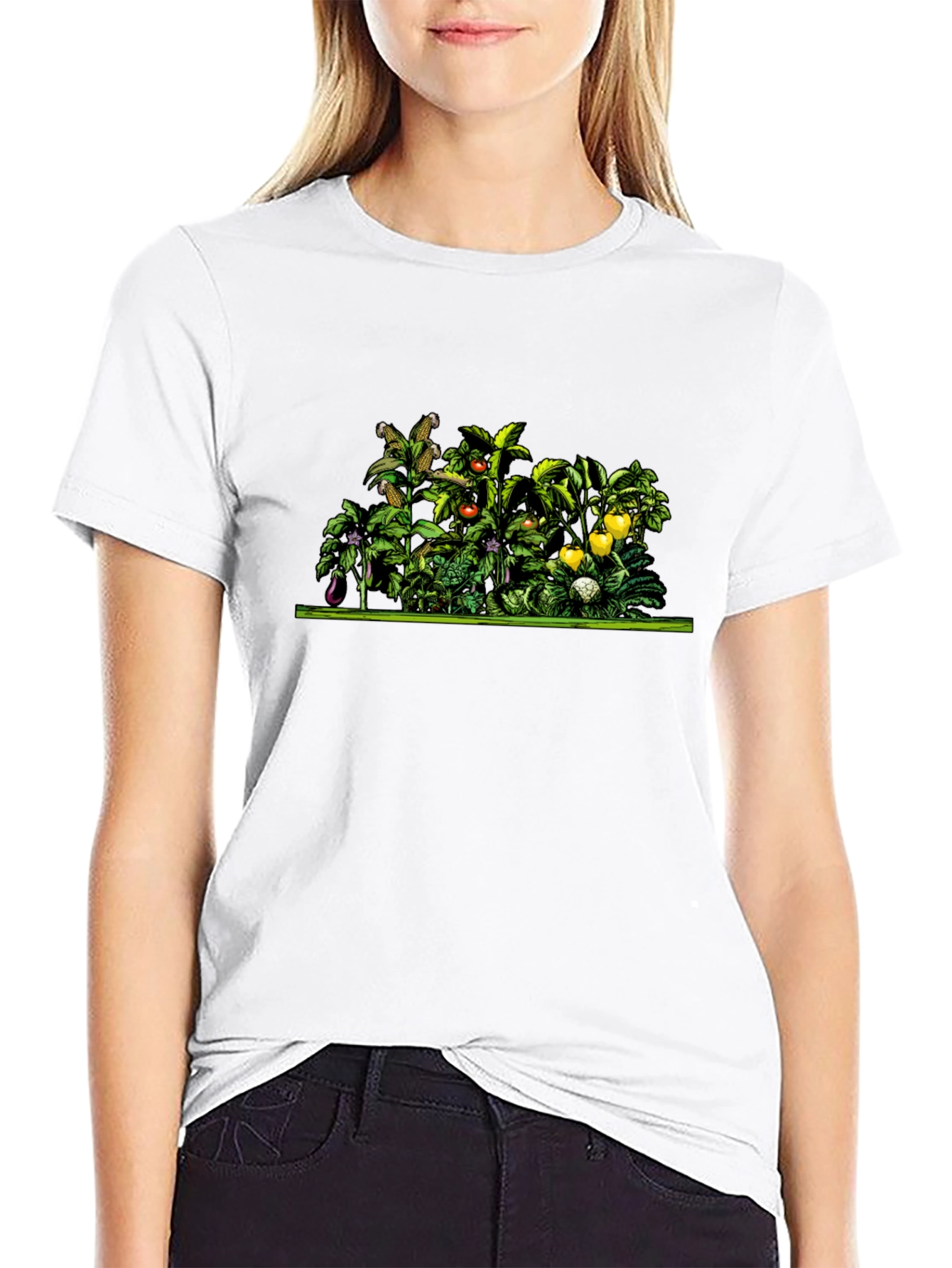 Vegetable Garden Print Black Tee