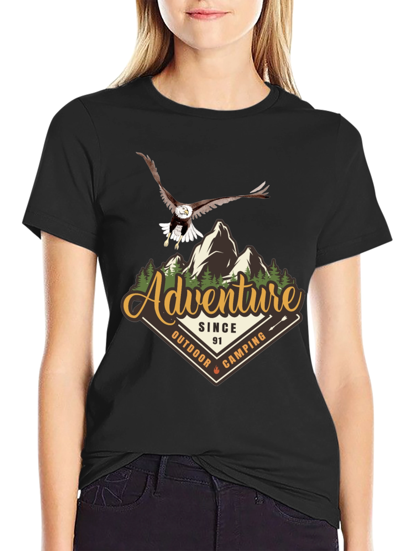 Adventure Camping Eagle Graphic T-Shirt