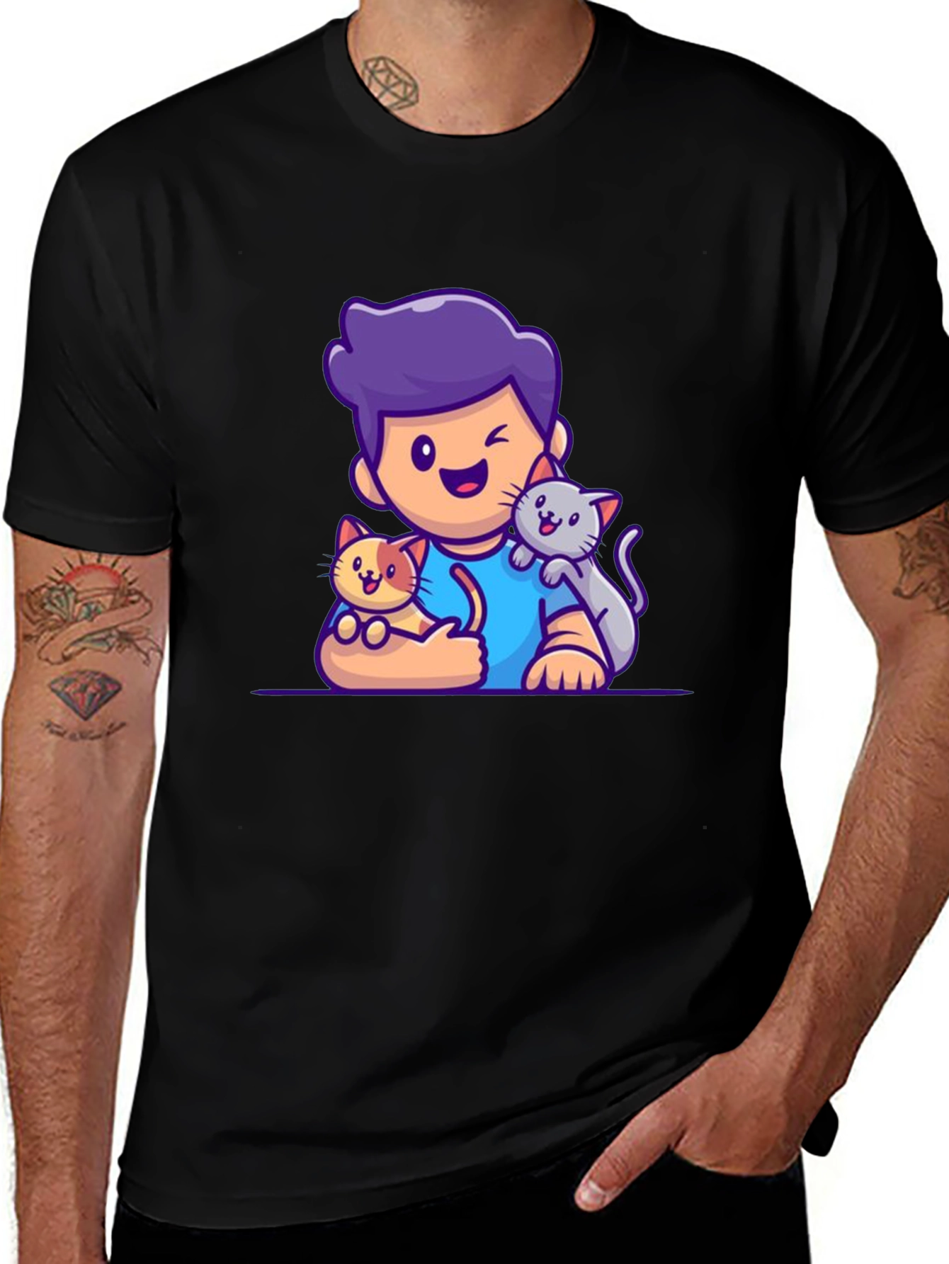 Cute Cartoon Cat Lover T-Shirt