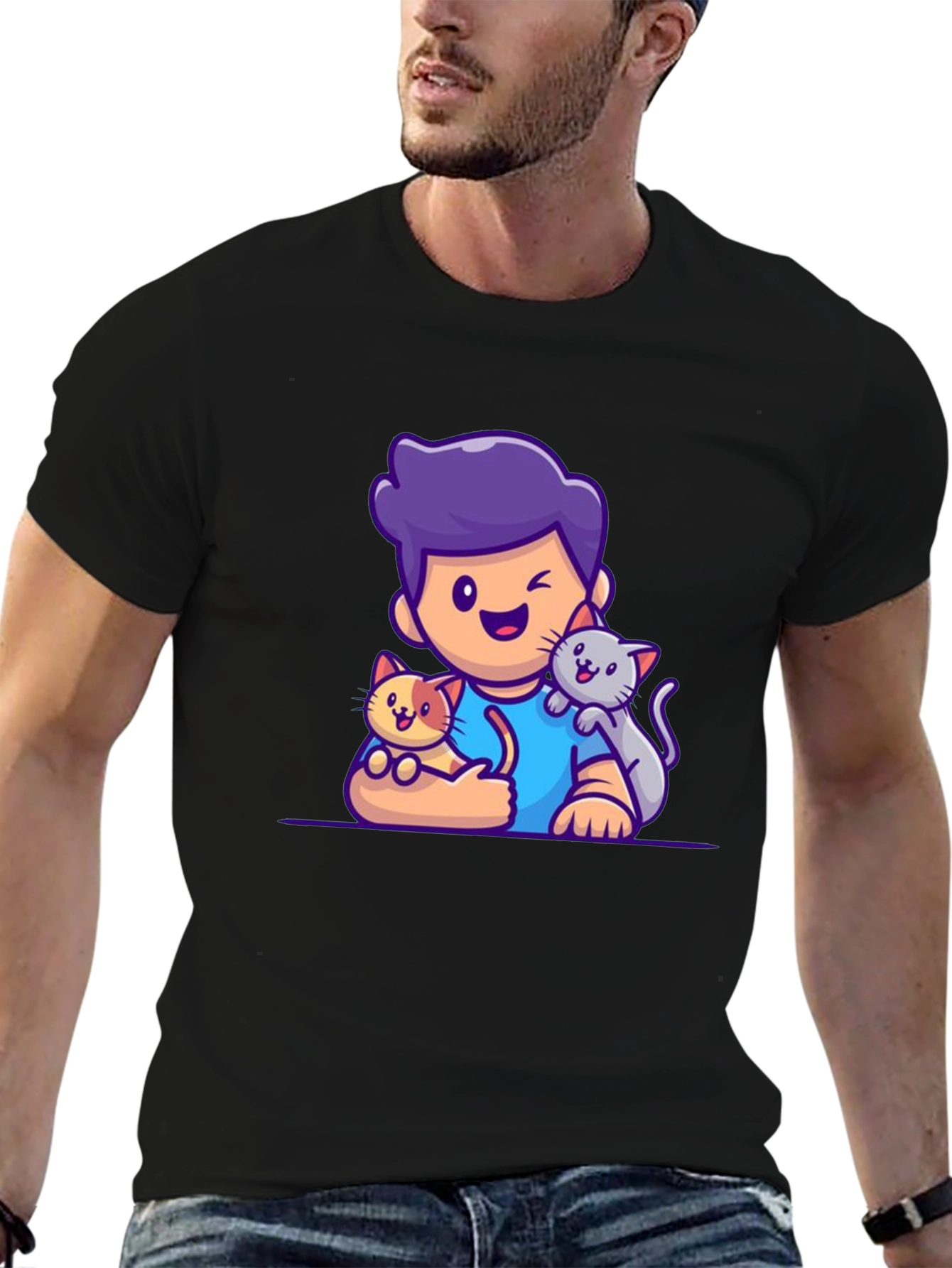 Cute Cartoon Cat Lover T-Shirt