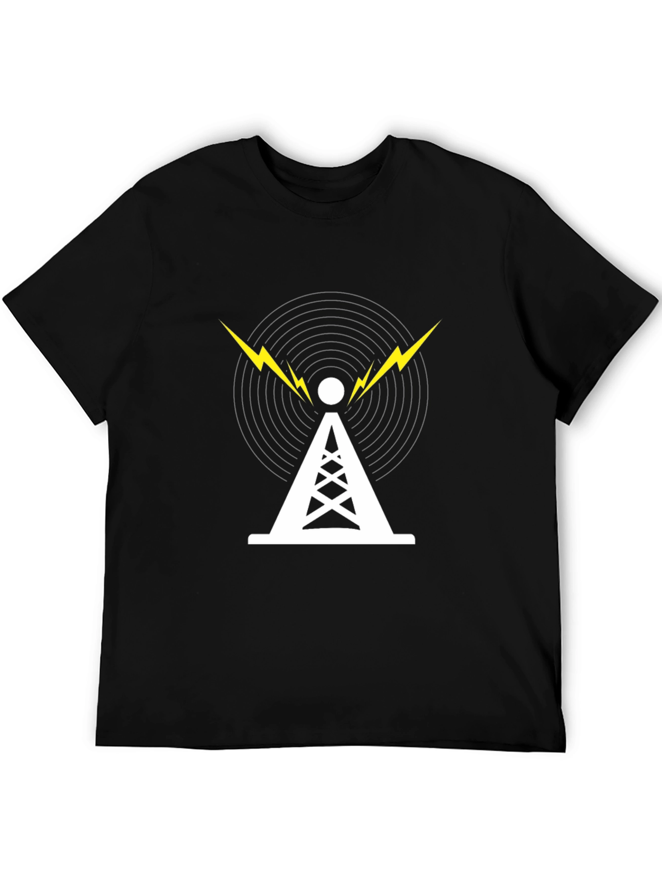 Radio Tower Graphic Tee - Cool Black T-Shirt