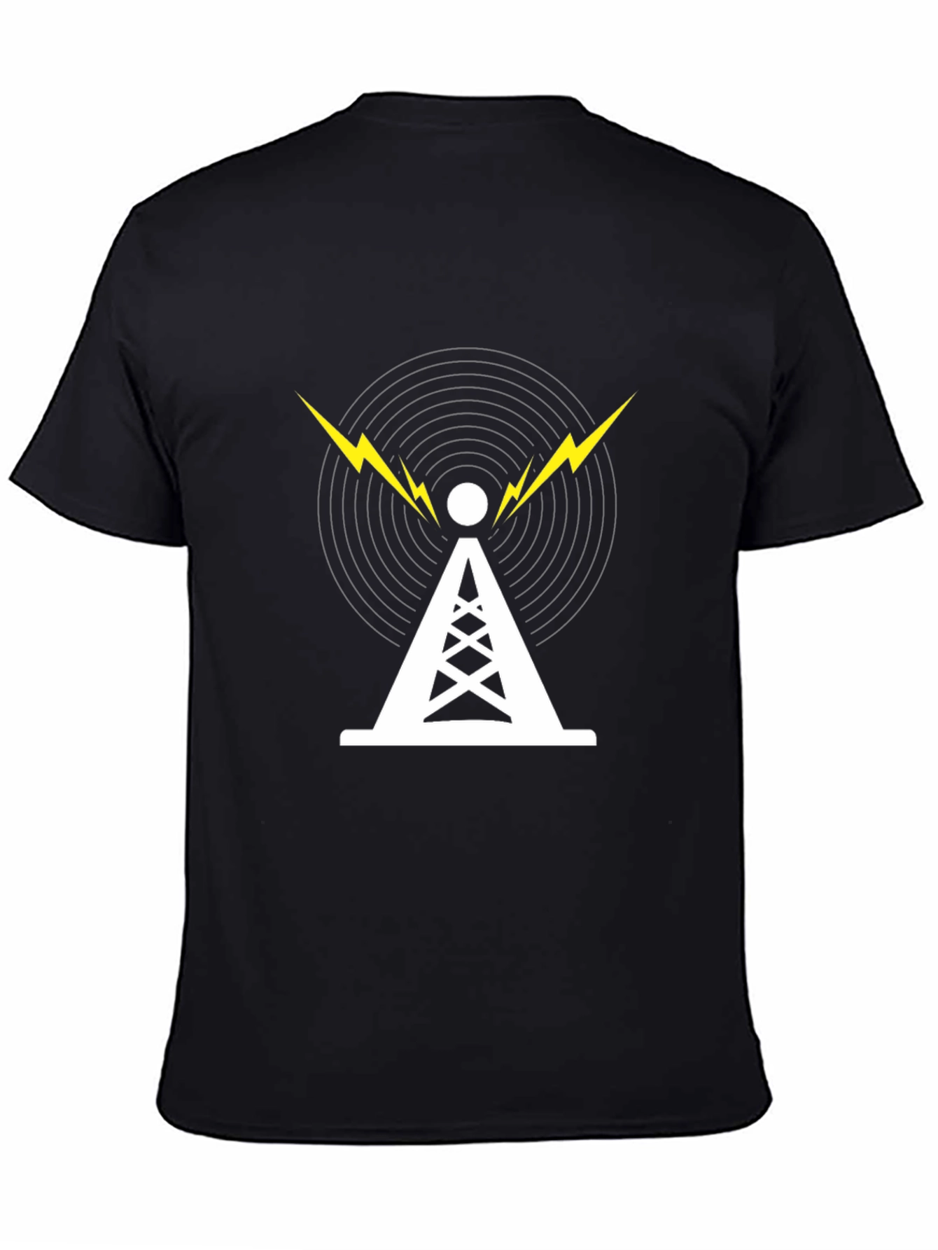 Radio Tower Graphic Tee - Cool Black T-Shirt